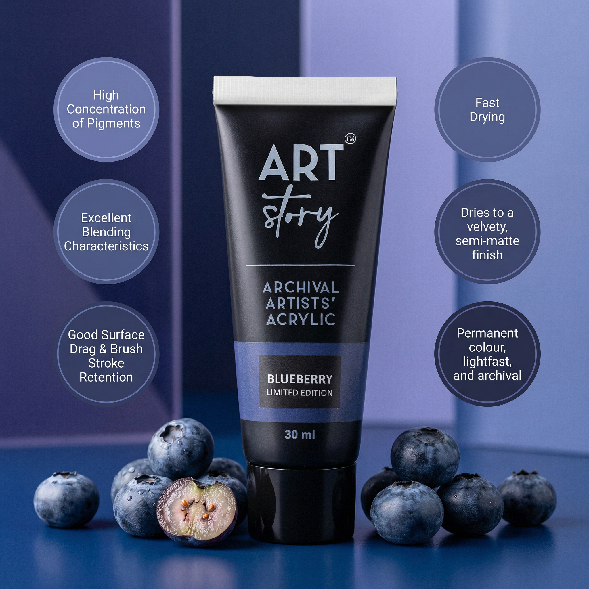 Artists Acrylic Colour Blueberry 30ml Tube