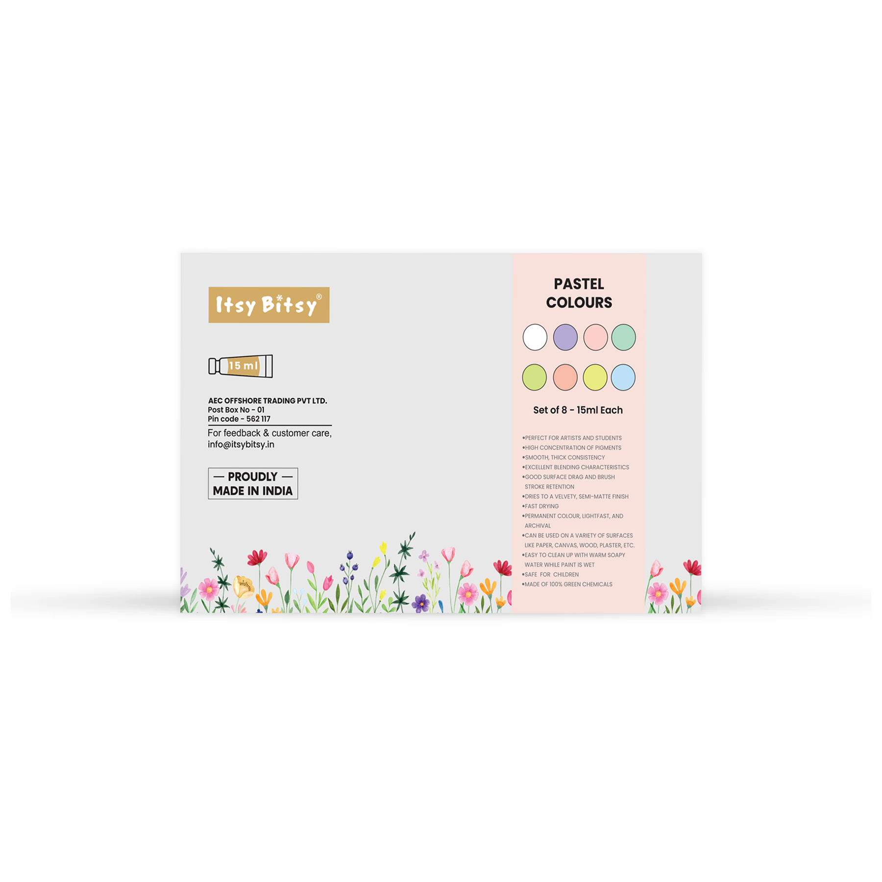 Artists Acrylic Set Pastel 8 Colours X 15ml each IB