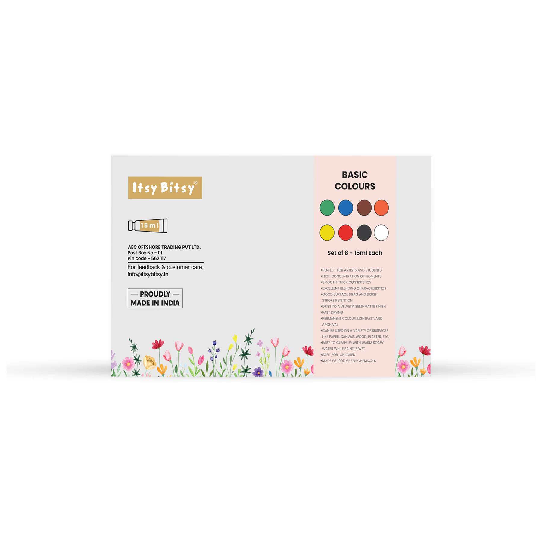 Artists Acrylic Set Basic 8 Colours X 15ml each IB