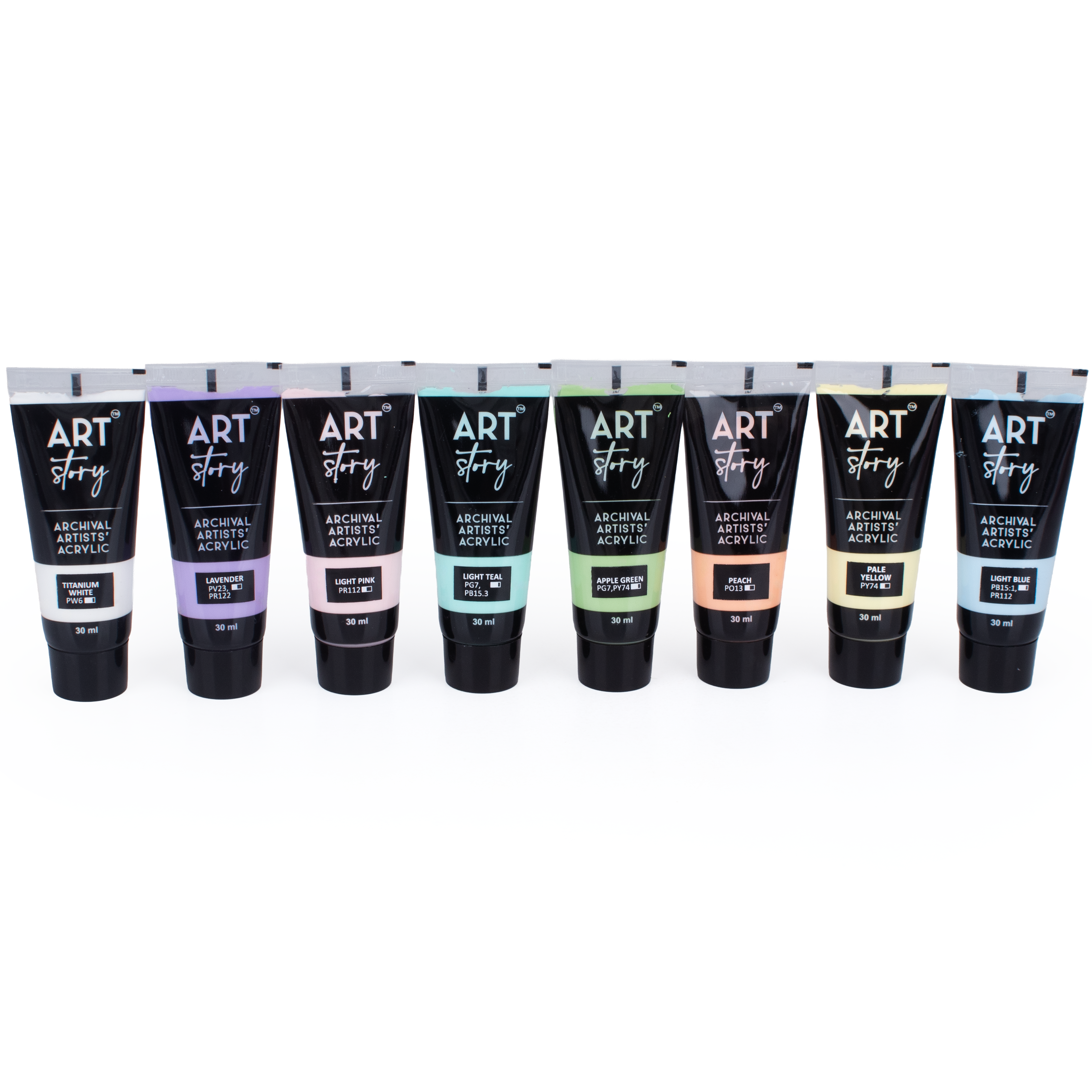 Artists Acrylic Set Pastel 8 Colours X 30ml each IB