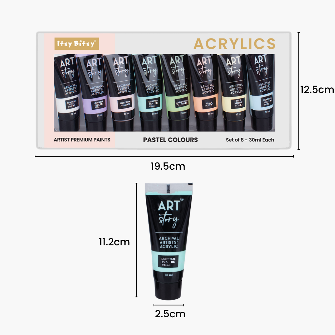 Artists Acrylic Set Pastel 8 Colours X 30ml each IB