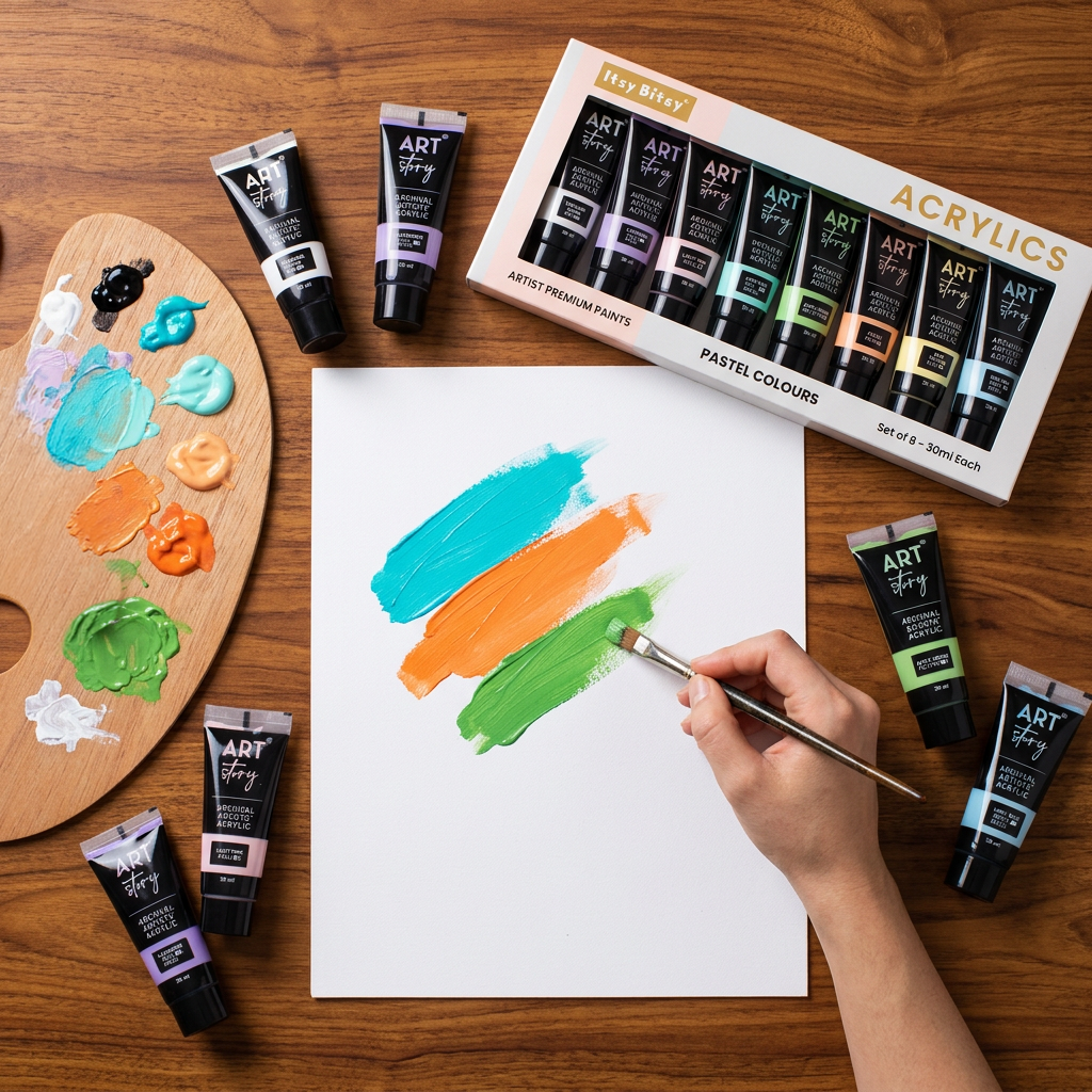 Artists Acrylic Set Pastel 8 Colours X 30ml each IB