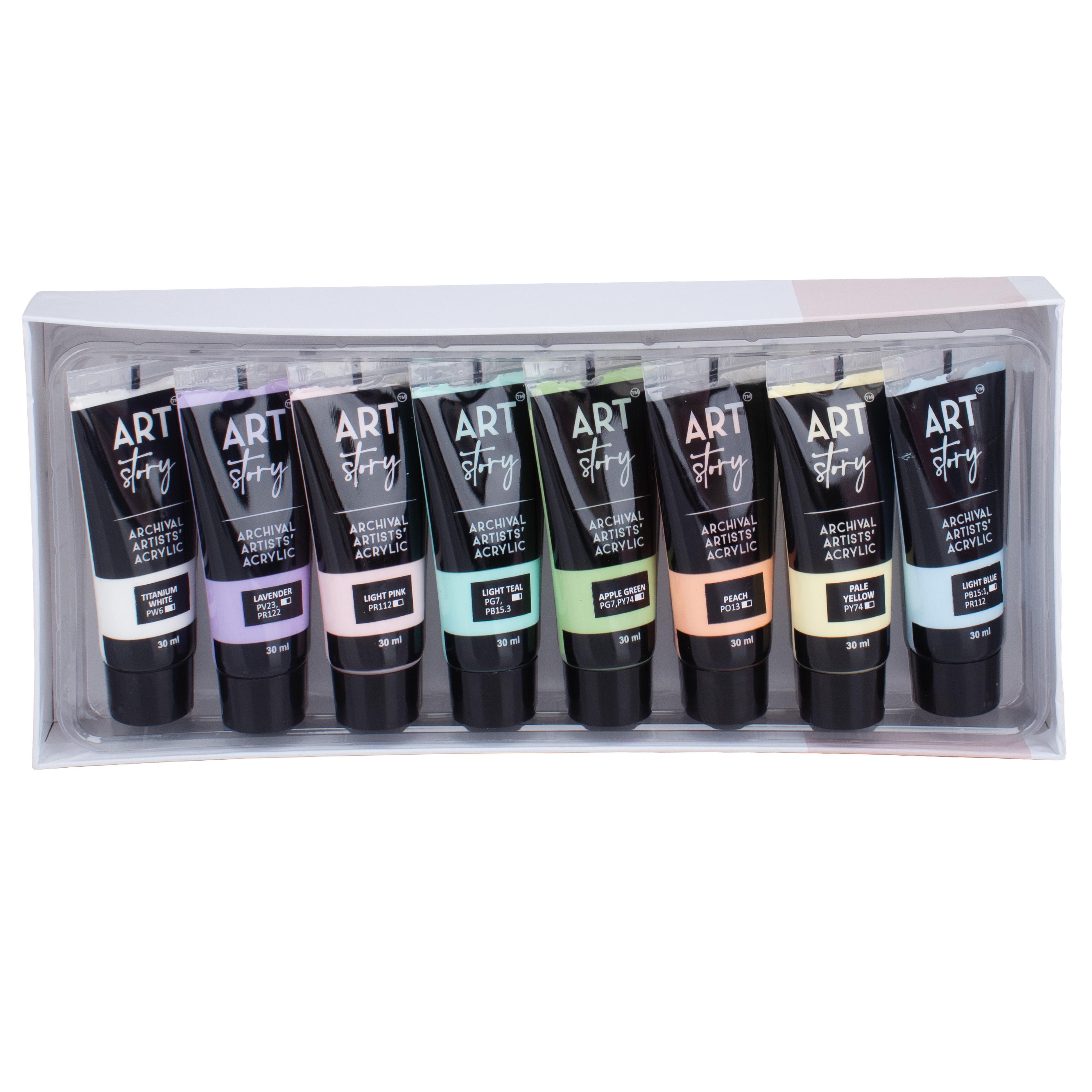Artists Acrylic Set Pastel 8 Colours X 30ml each IB