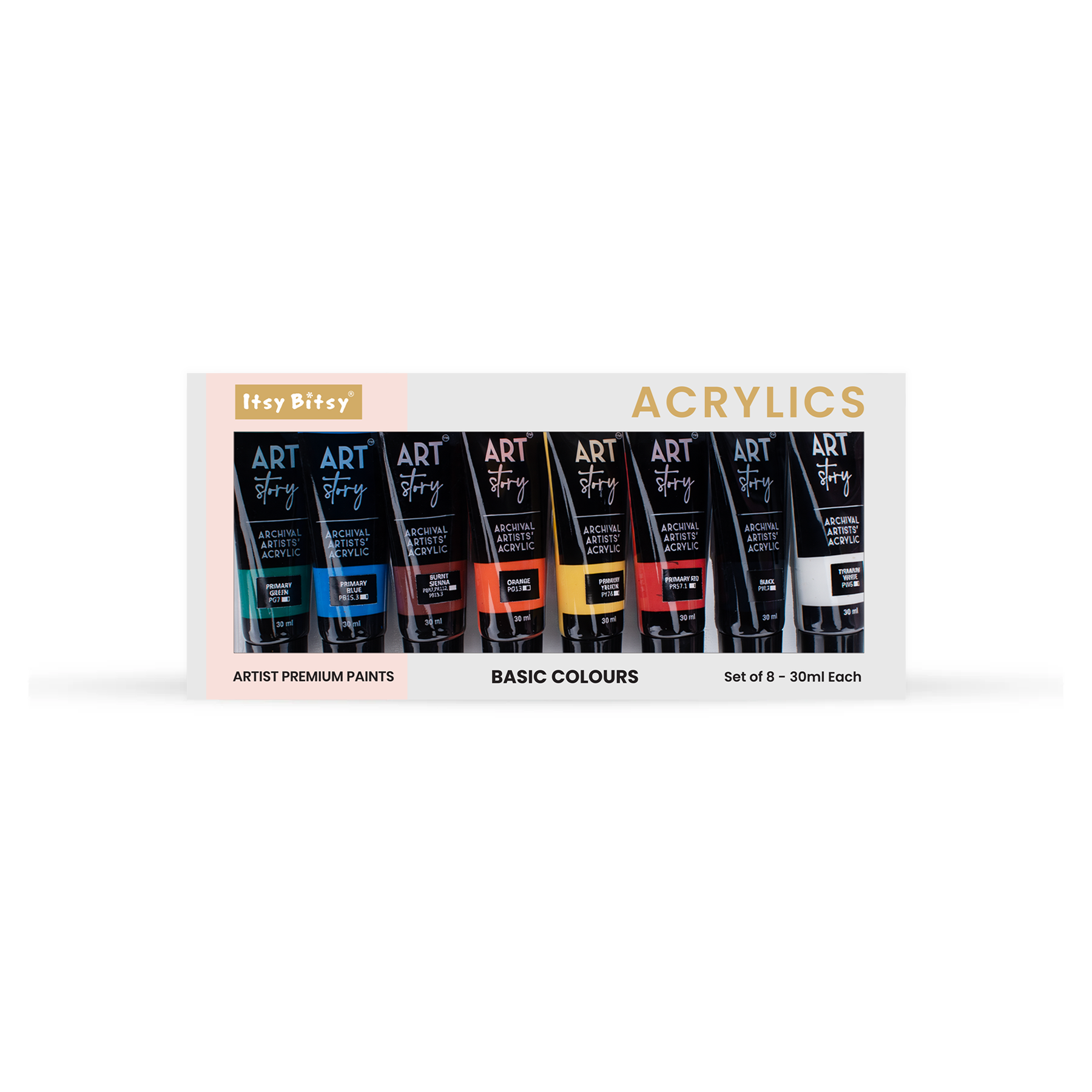 Artists Acrylic Set Basic 8 Colours X 30ml each IB