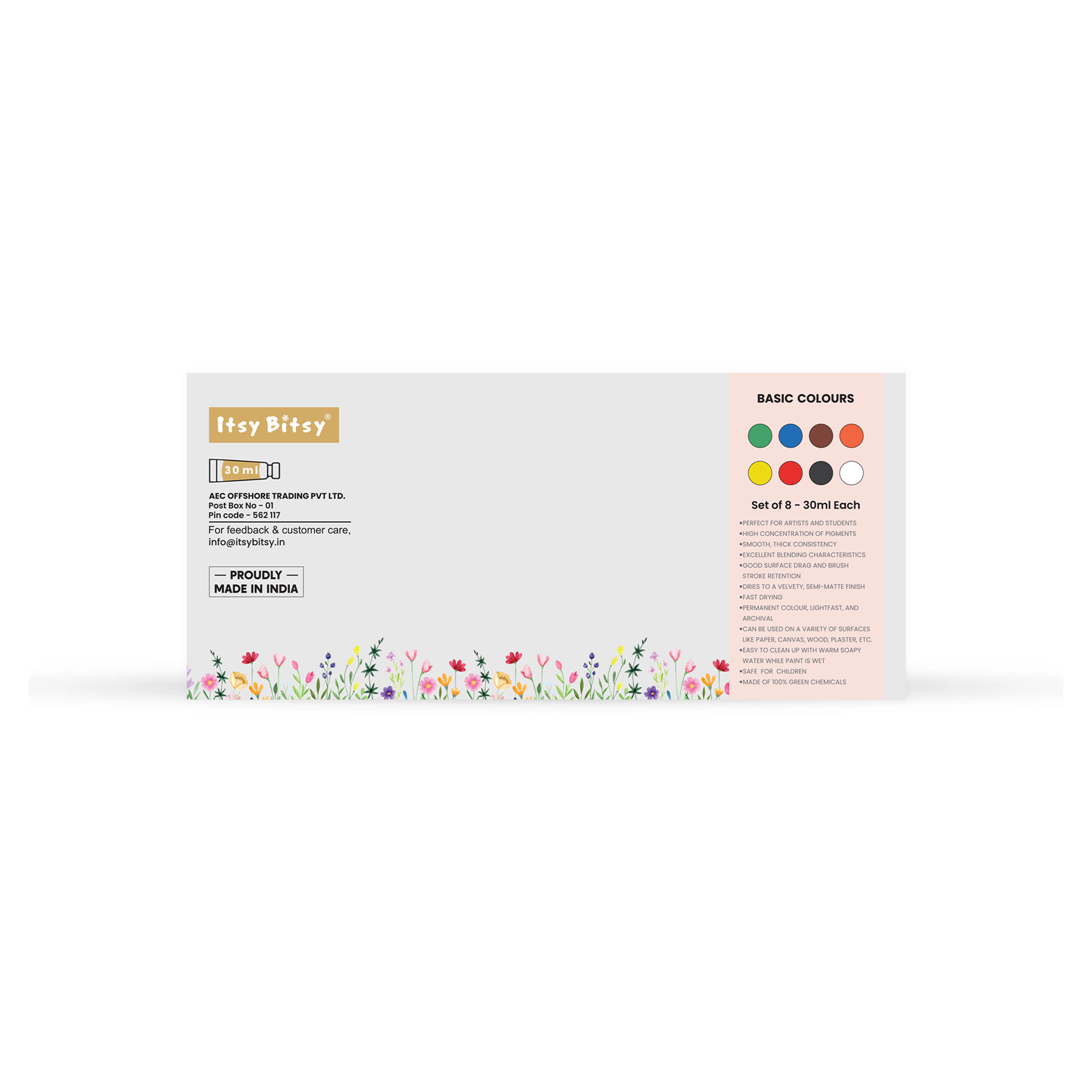 Artists Acrylic Set Basic 8 Colours X 30ml each IB