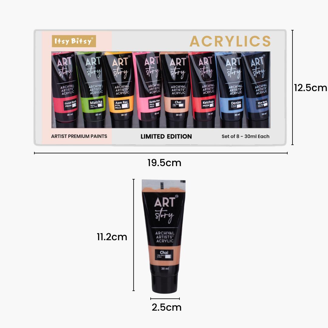 Artists Acrylic Set Limited Edition 8 Colours X 30ml each IB