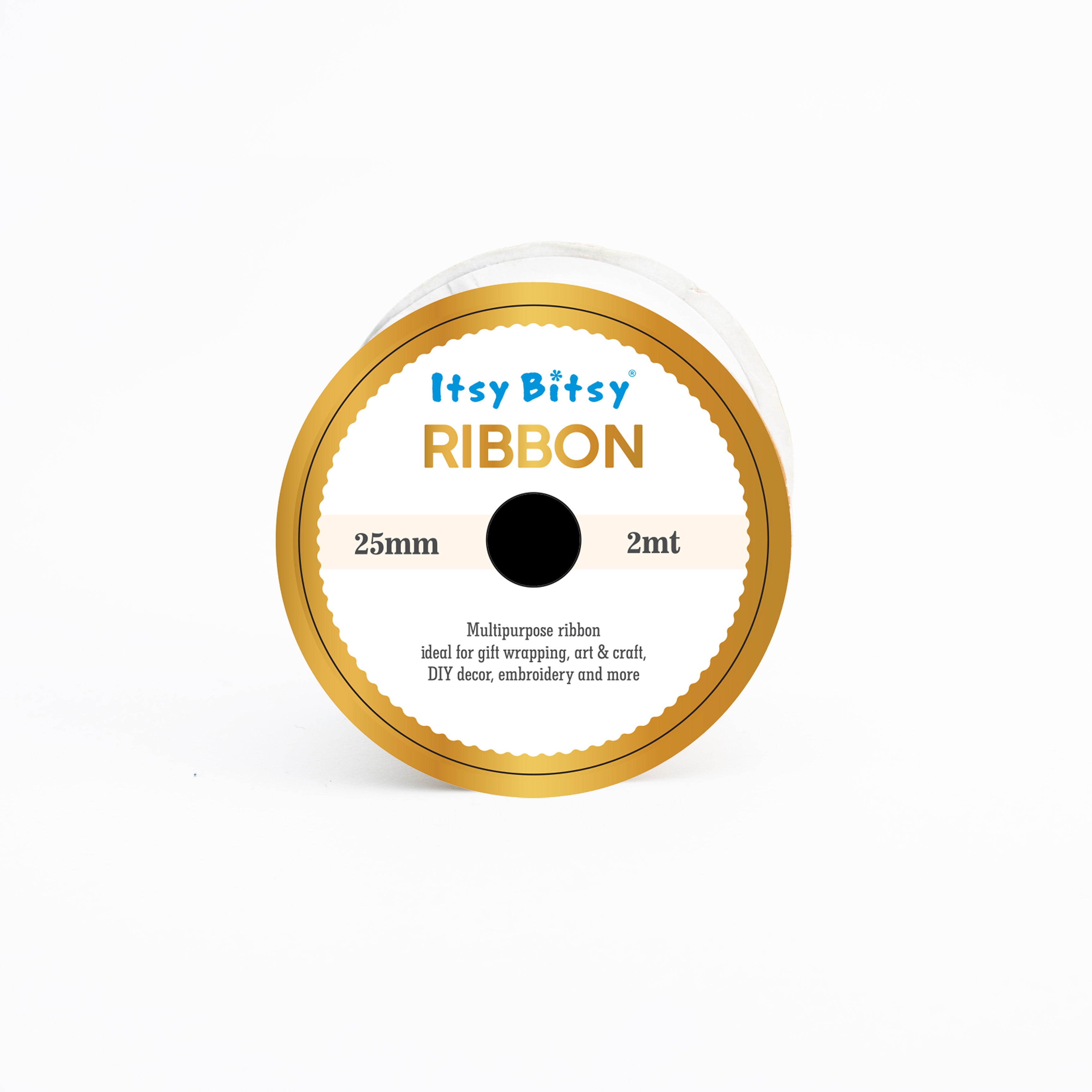 Gold Printed Just for You Organza Ribbon Cream Colour 25mm 2mtr