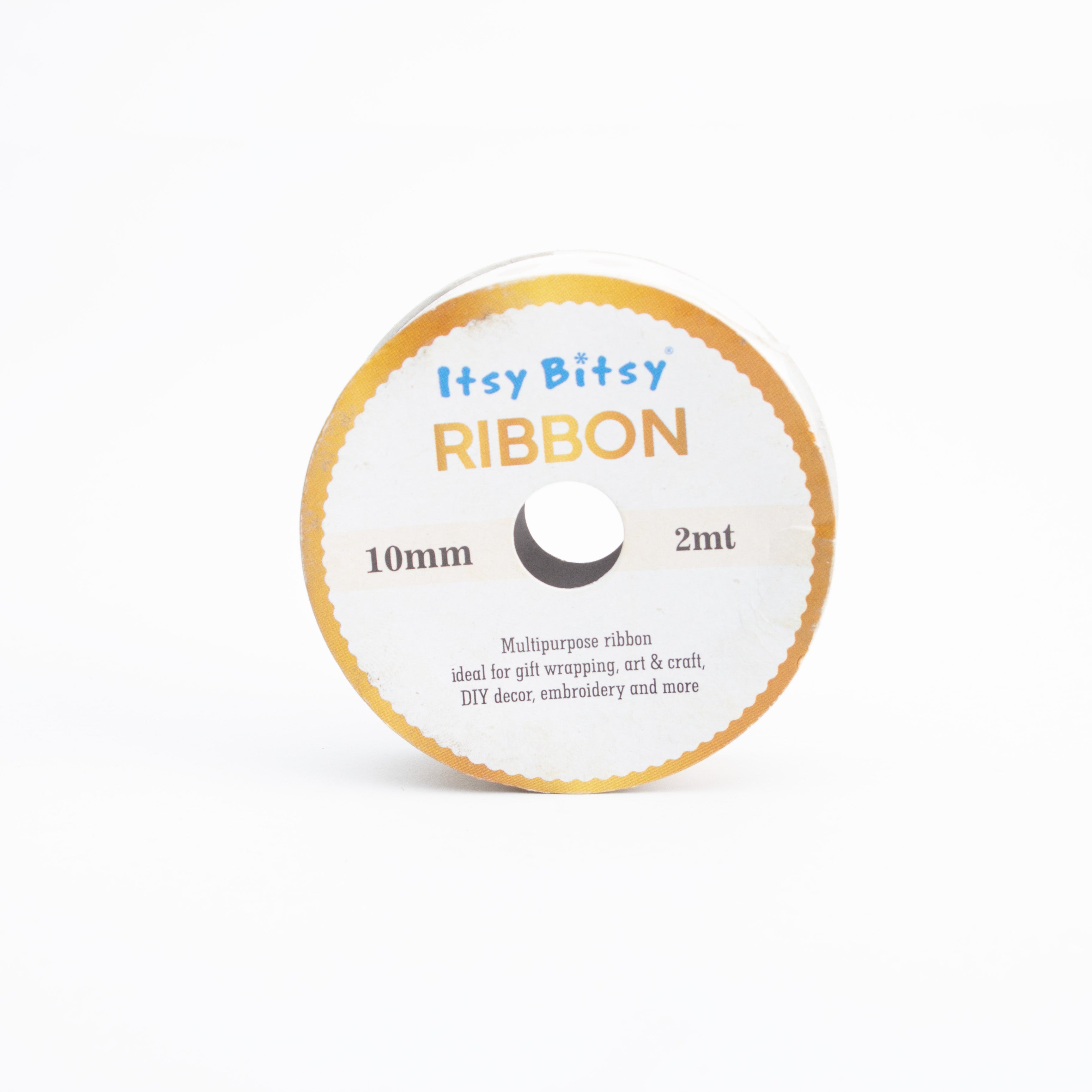 Gold Heart Printed Stain Ribbon Cream Colour 10mm 2mtr