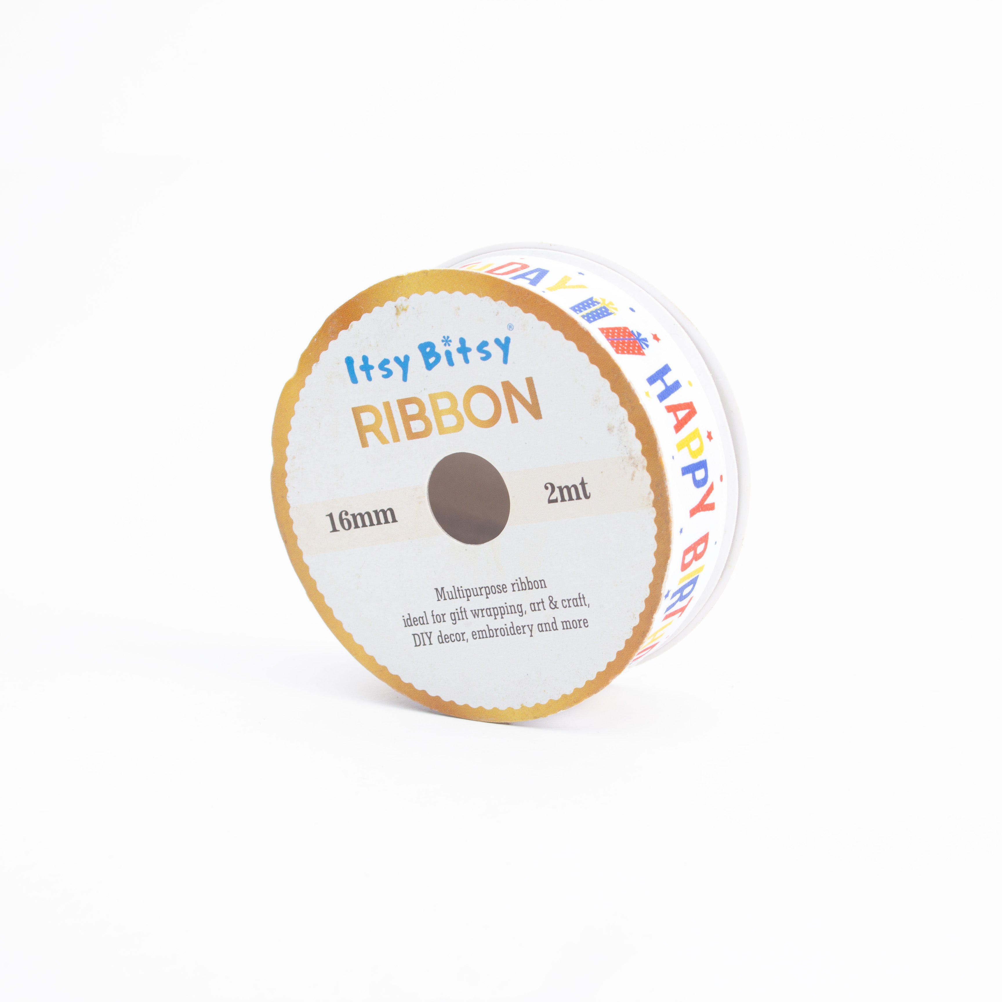 Printed Happy Birthday Ribbon 16mm 2mtr