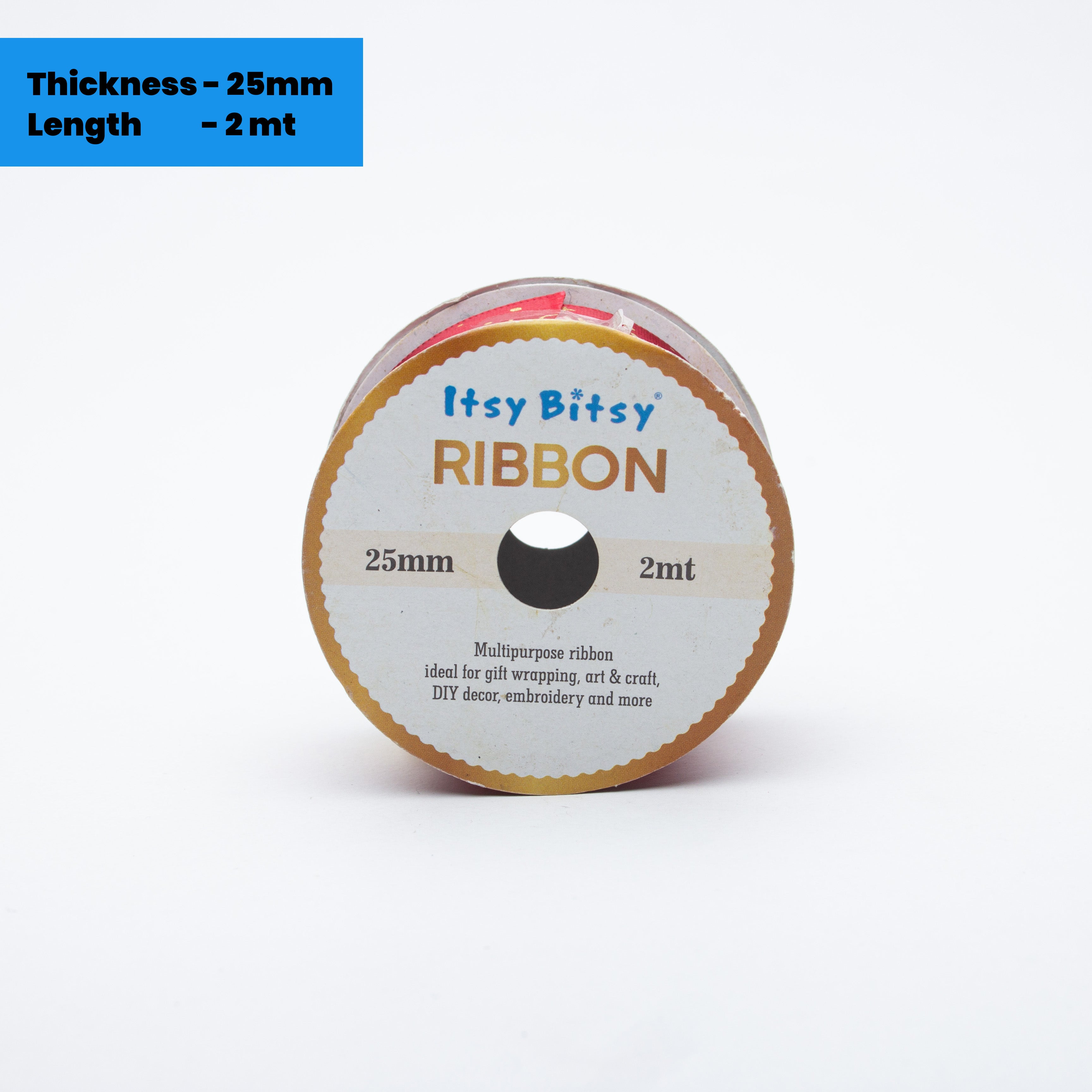 Happy Birthday Gold Printed Red Ribbon 25mm 2mtr