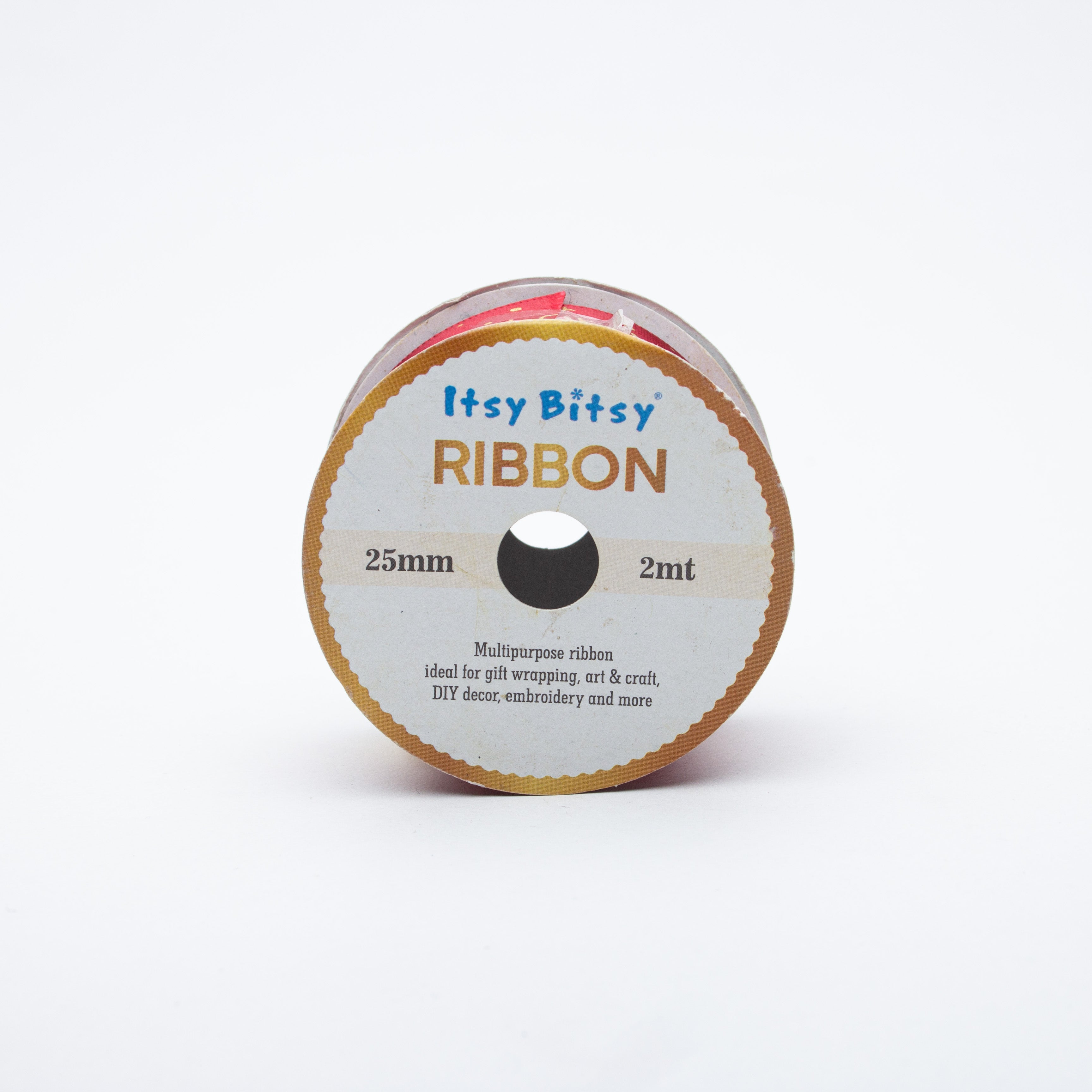 Happy Birthday Gold Printed Red Ribbon 25mm 2mtr