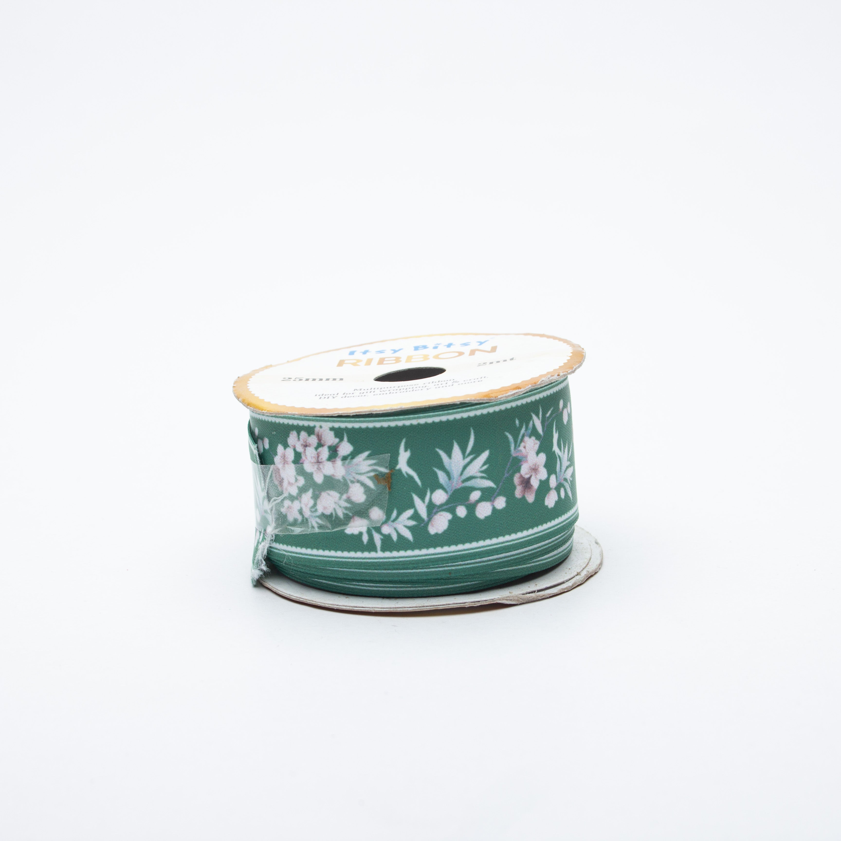 Nylon Jade Flower Ribbon 25mm 2mtr