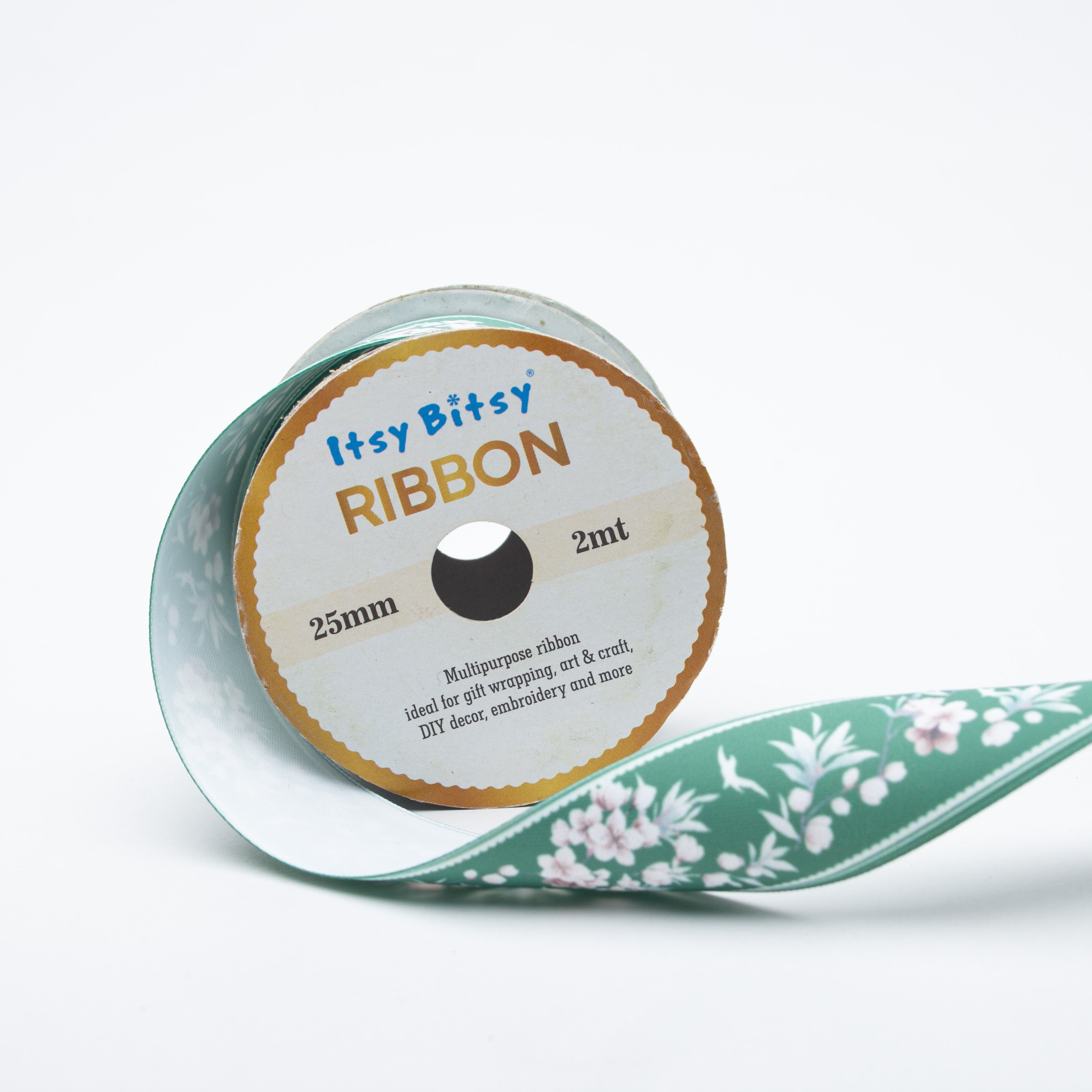 Nylon Jade Flower Ribbon 25mm 2mtr