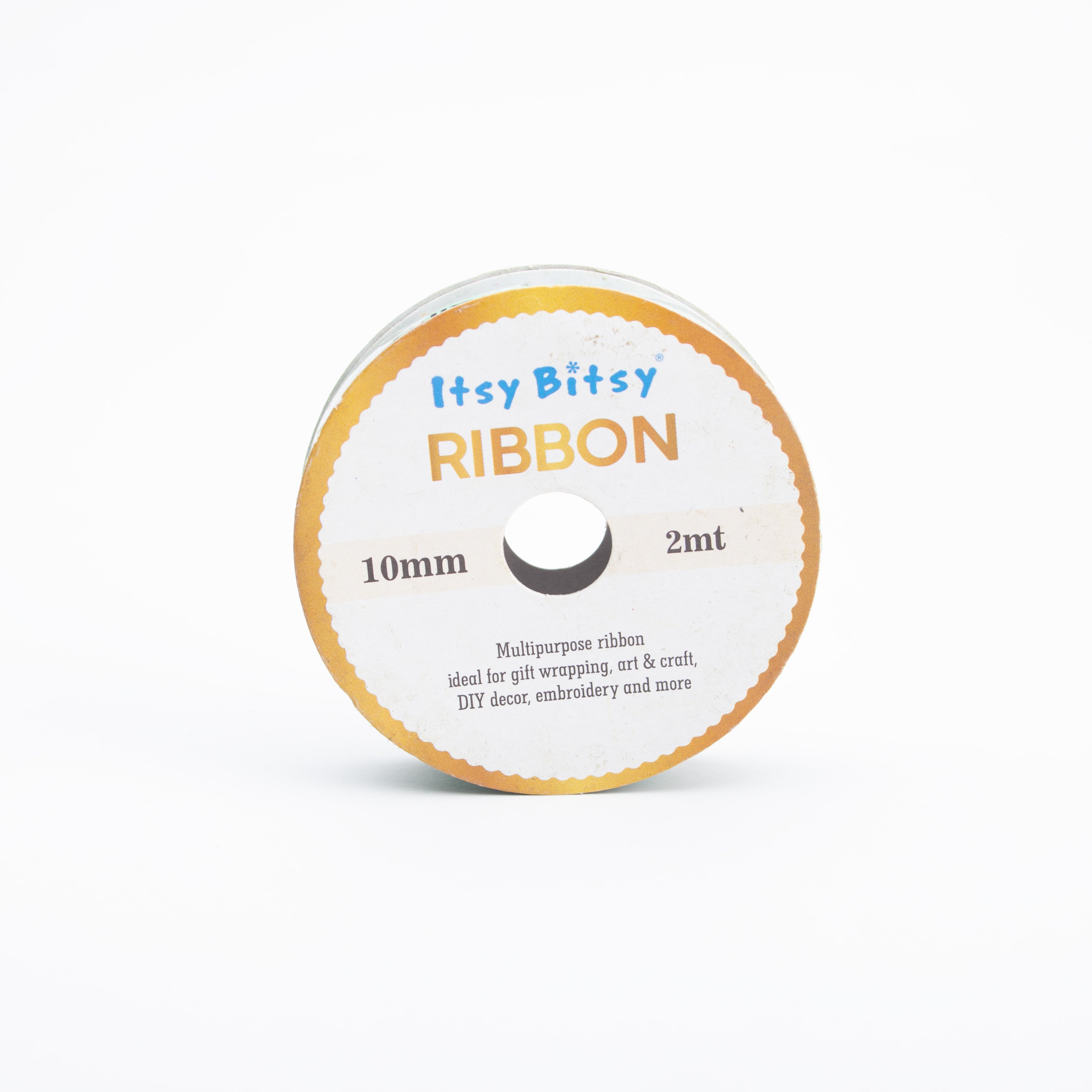 Green Printed Handmade Ribbon 10mm 2mtr