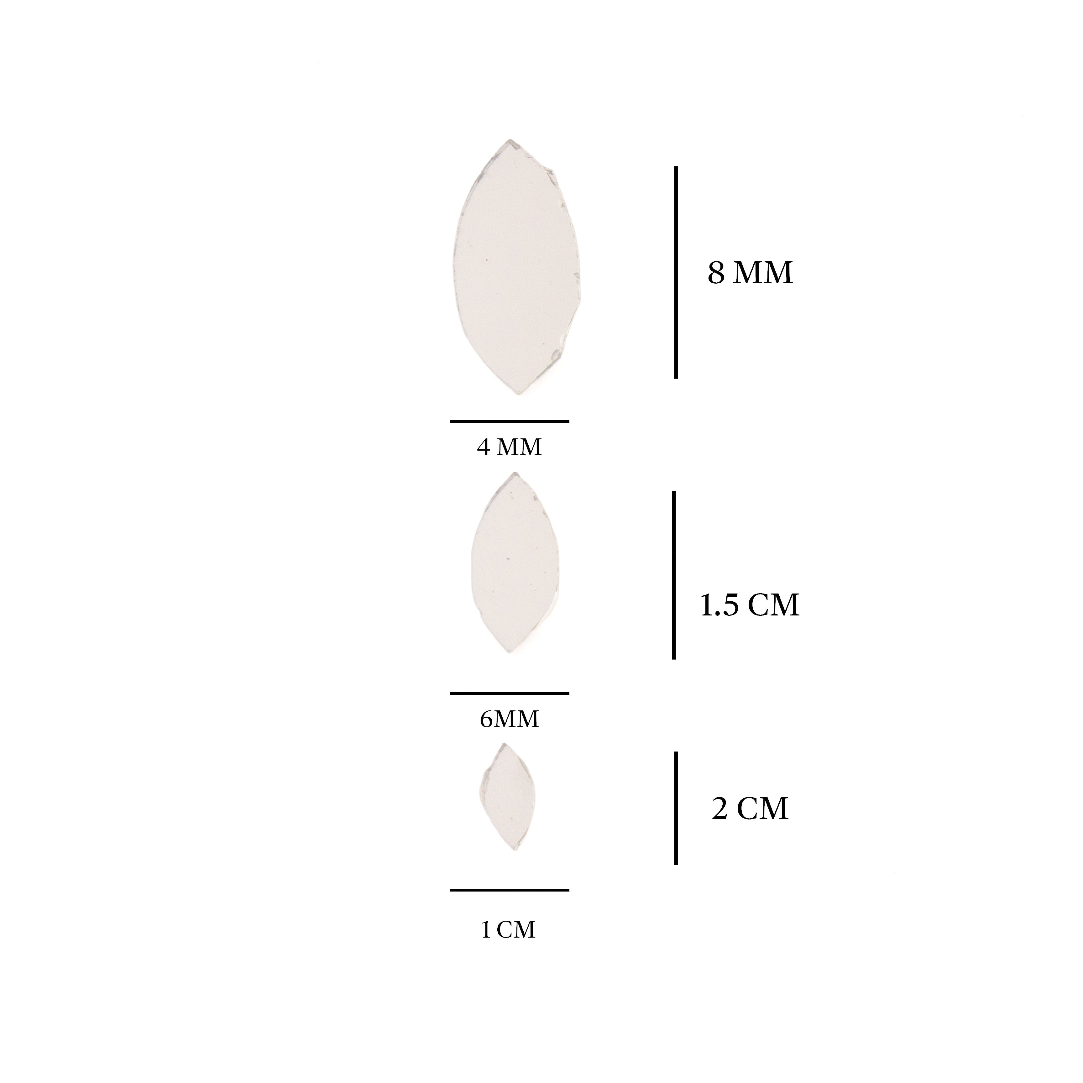 Cut Mirror â?? Leaf Shape 8mm 14mm 20mm 42gm 6 COMP Blister