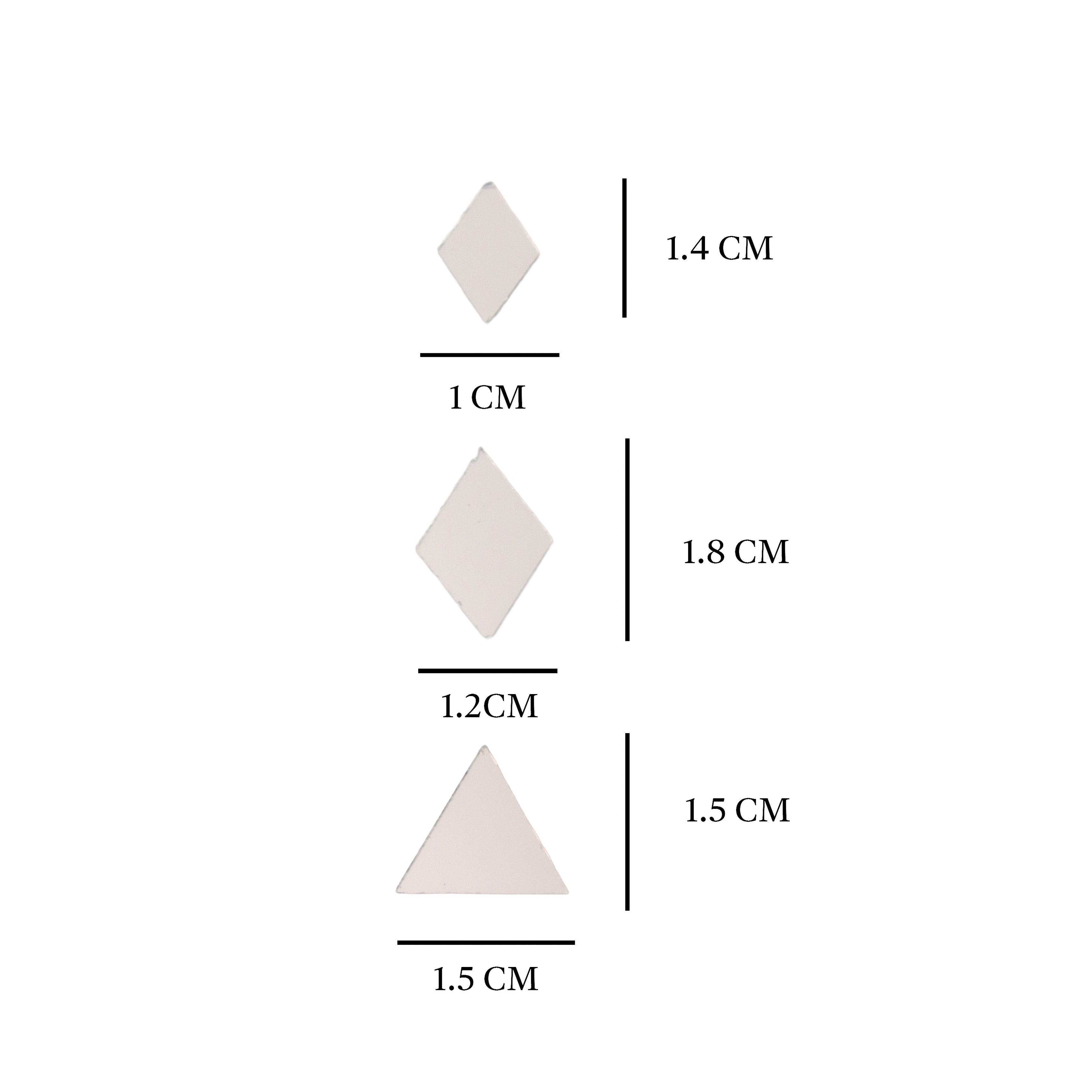 Cut Mirror â?? Triangle & Diamond Shapes 14mm 8mm 11mm 42gm 6 COMP Blister
