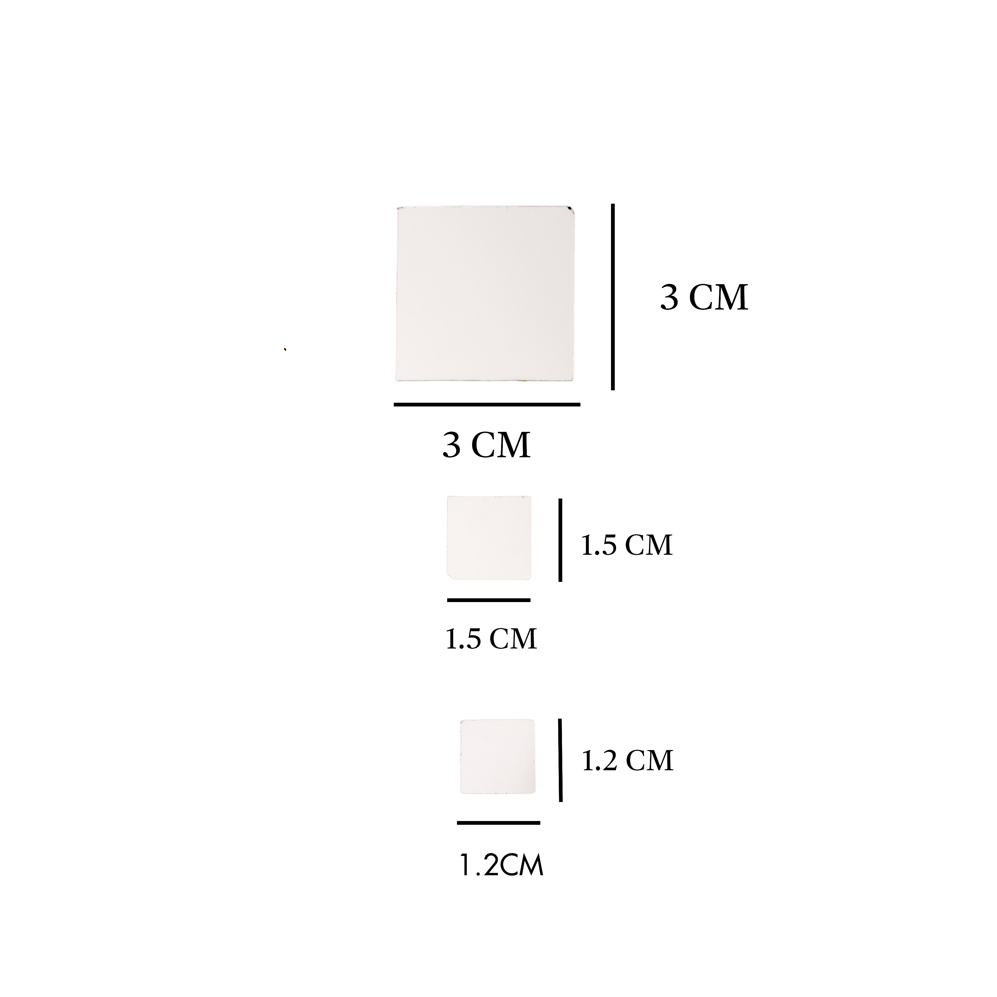 Cut Mirror â?? Square Shape 12mm 14mm 30mm 42gm 6 COMP Blister