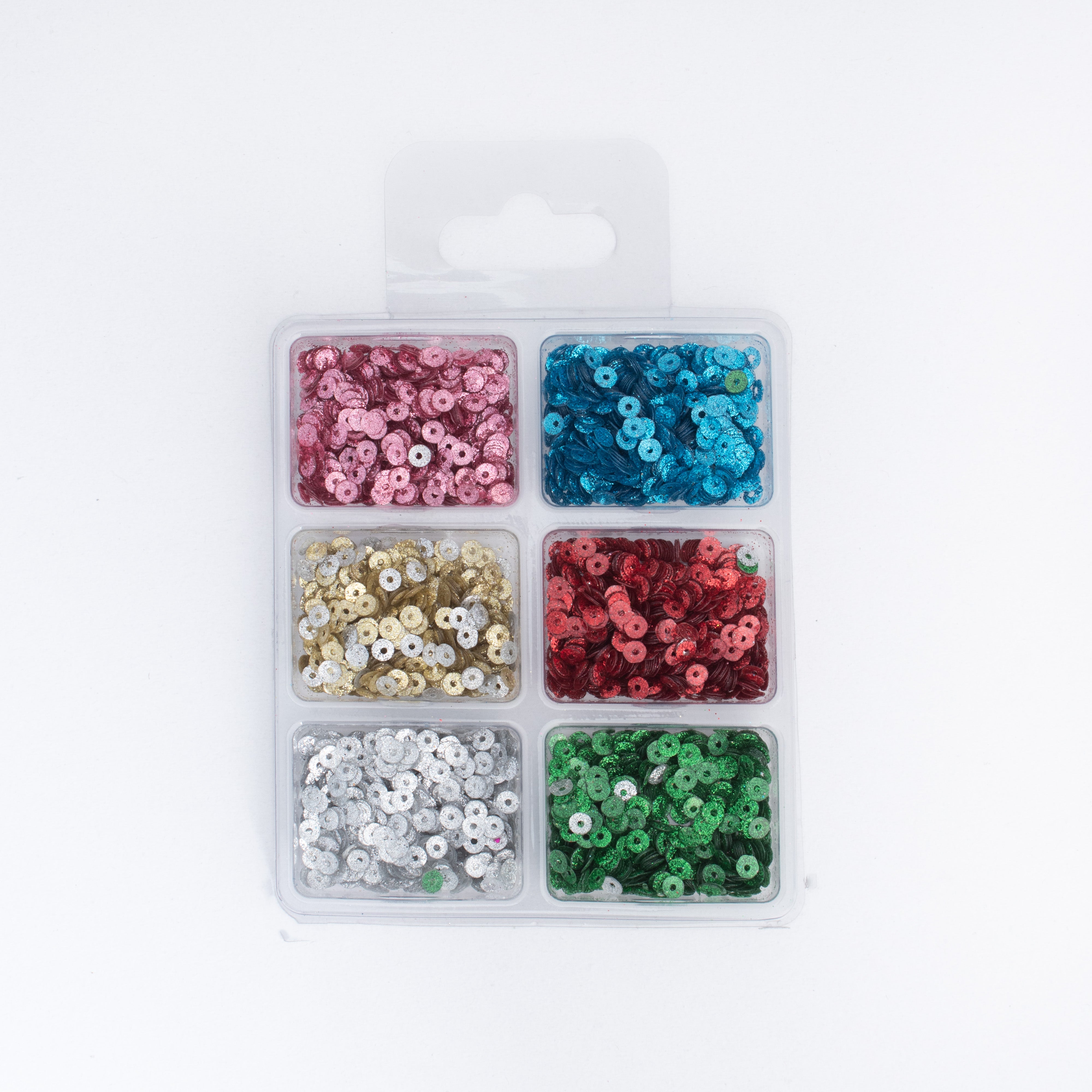Round Cup Sequins Shimmer Berry 4mm 6 Colours 6 Comp X 2gm Each Blister