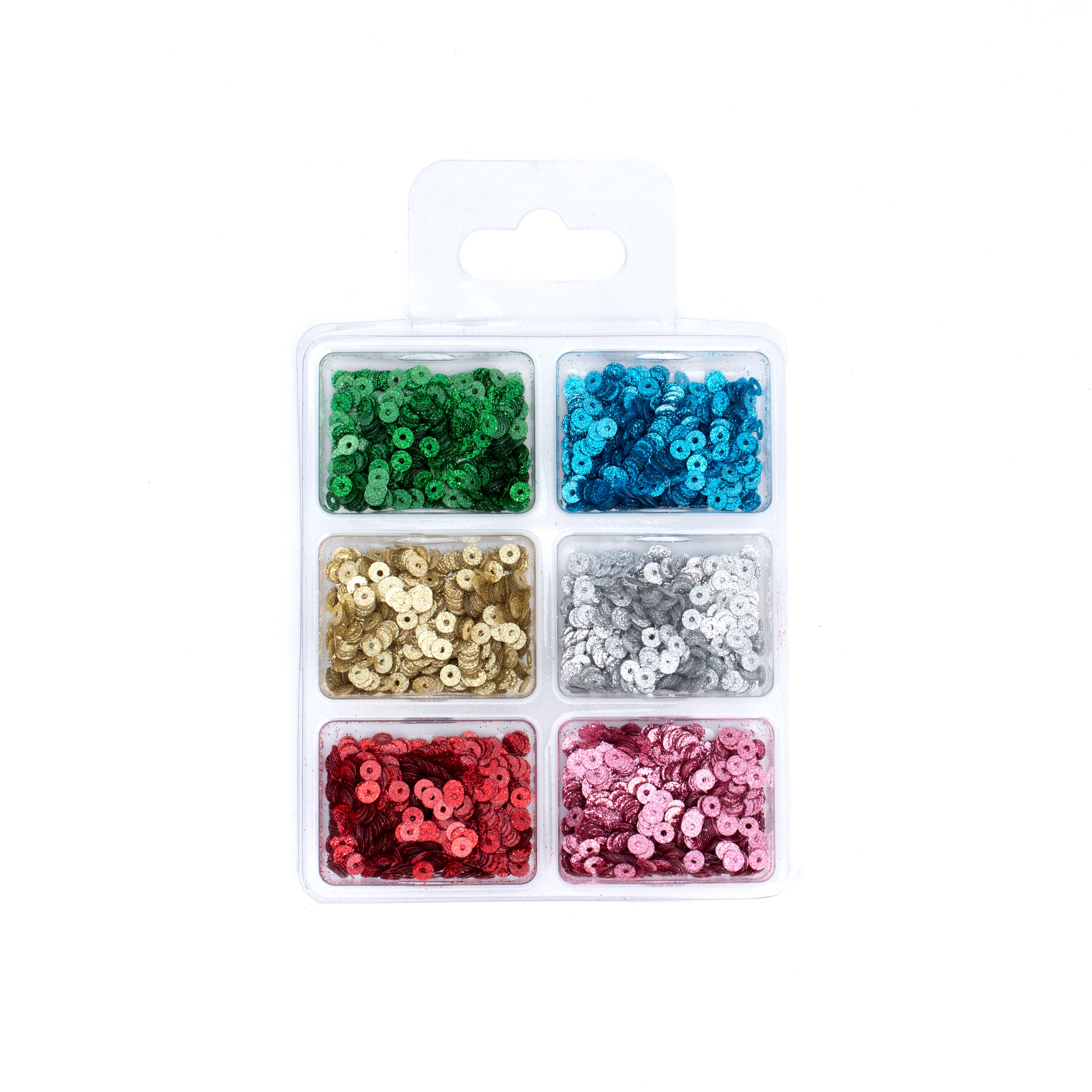 Round Flat Sequins Tiny Hands Pastel candy 4mm 6 Colours 6 Comp X 2gm Each Blister