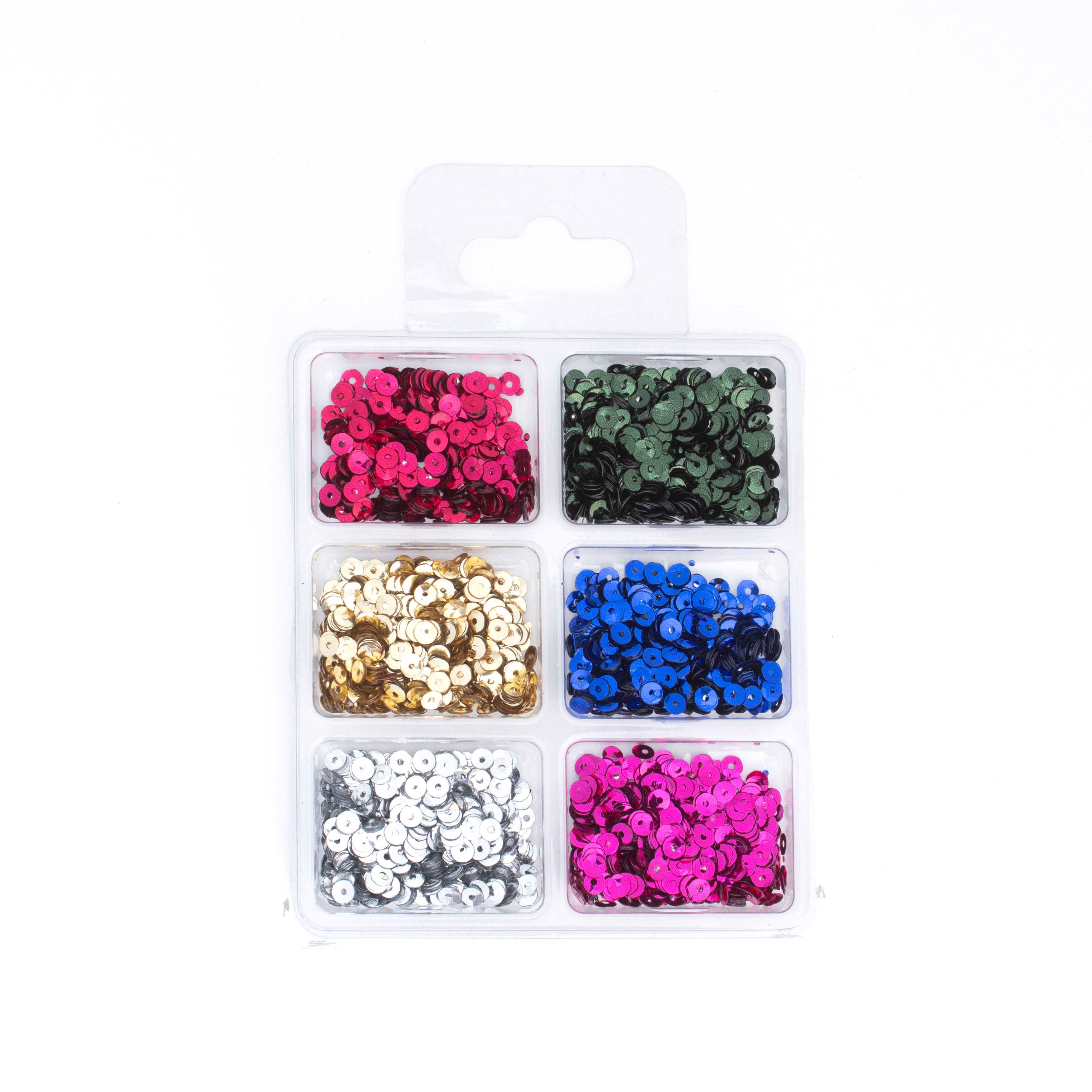 Round Cup Sequins Glam Glitz 4mm 6 Colours 6 Comp X 2gm Each Blister