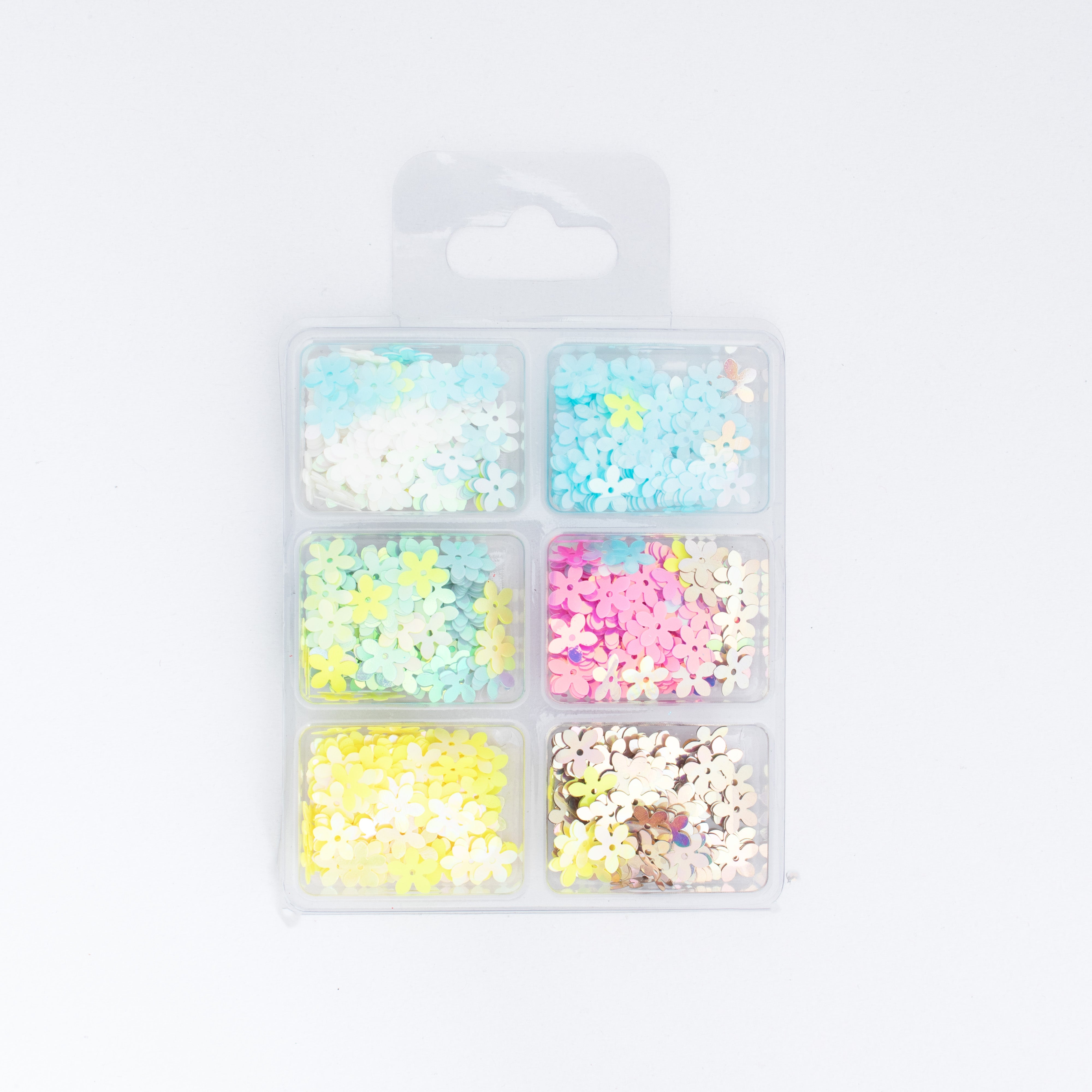 Flower Sequins Sky Dazzle 10mm 6 Colours 6 Comp X 2gm Each Blister