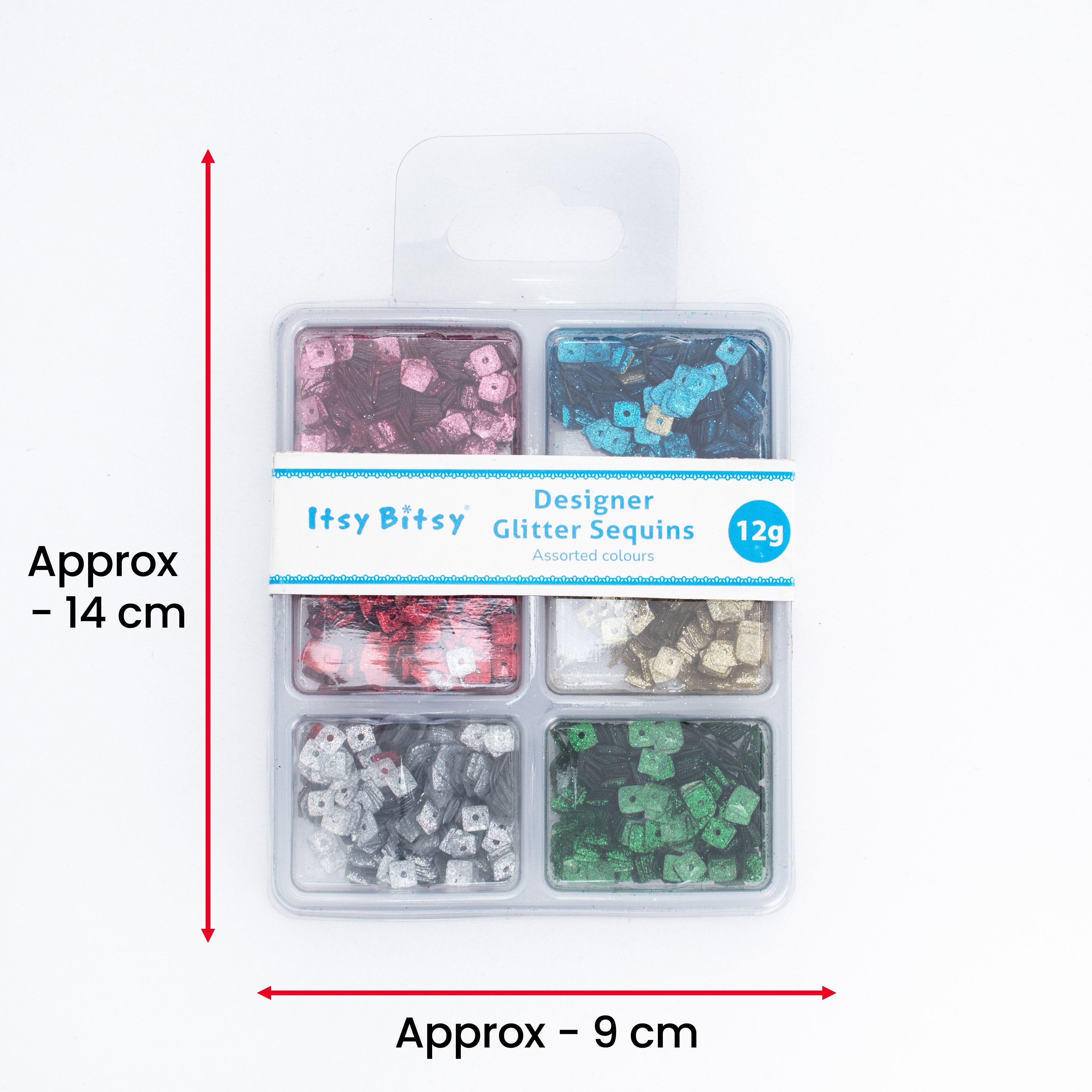 Square Sequins Shimmer Berry 5mm 6 Colours 6 Comp X 2gm Each Blister