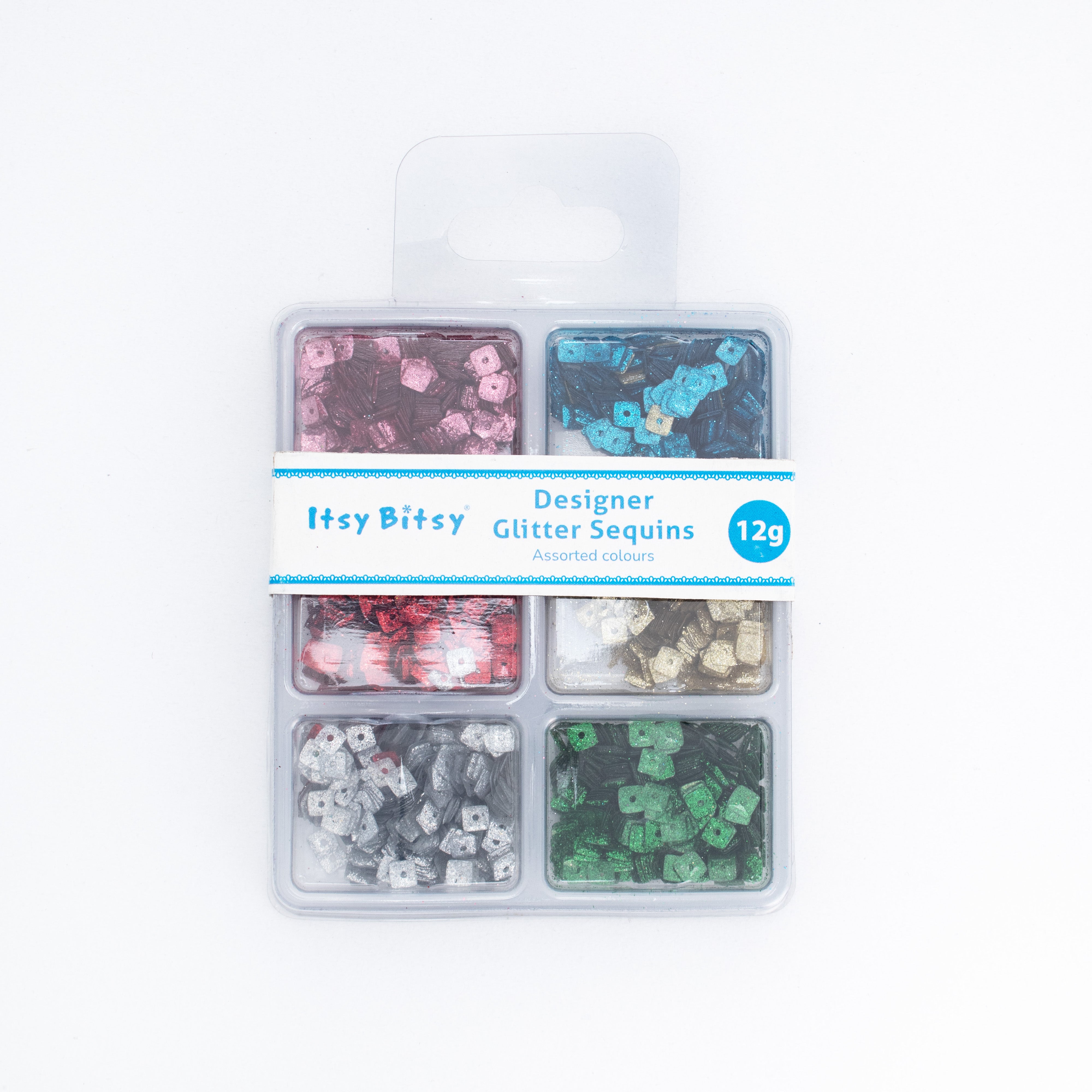 Square Sequins Shimmer Berry 5mm 6 Colours 6 Comp X 2gm Each Blister