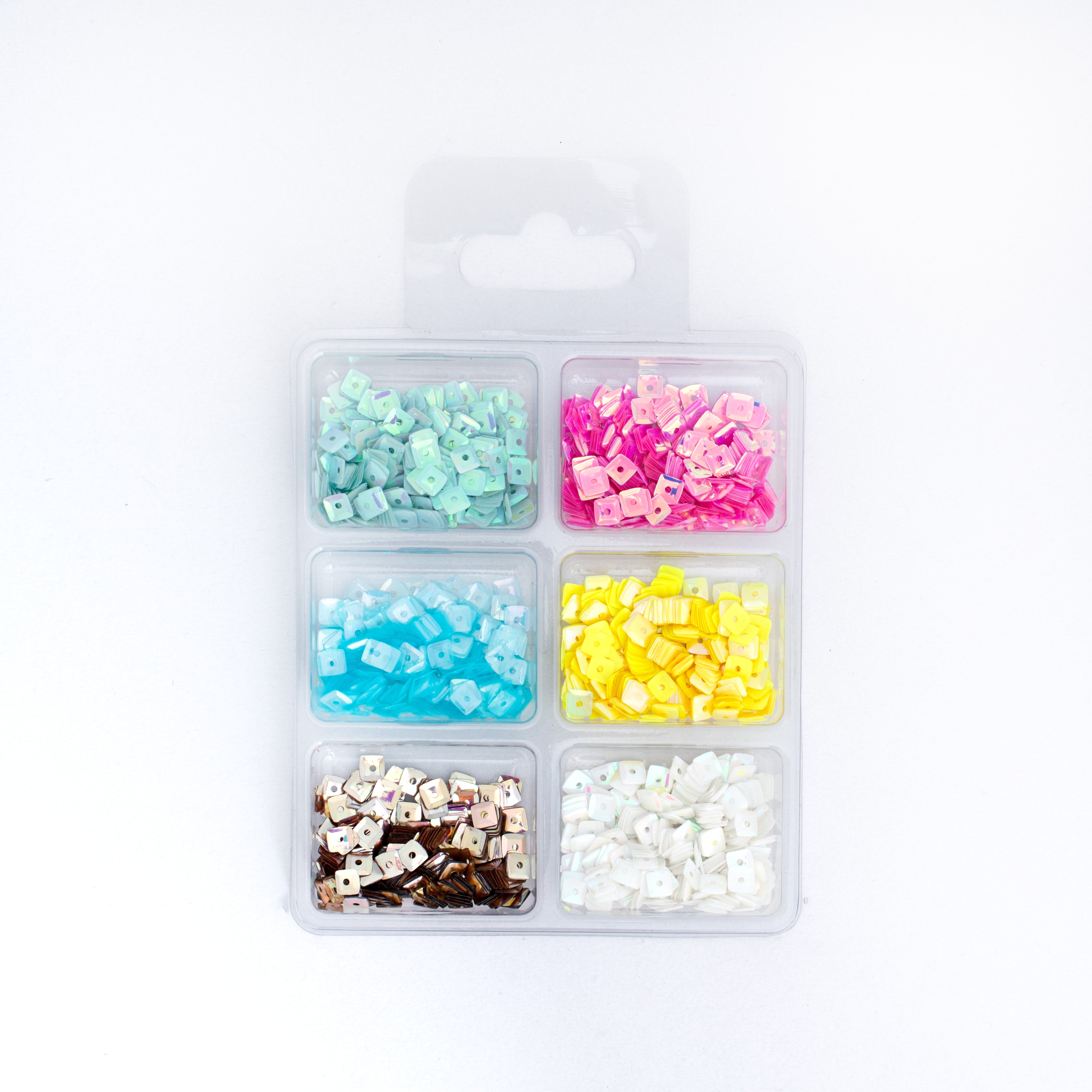 Square Sequins Shimmer Sky 5mm 6 Colours 6 Comp X 2gm Each Blister