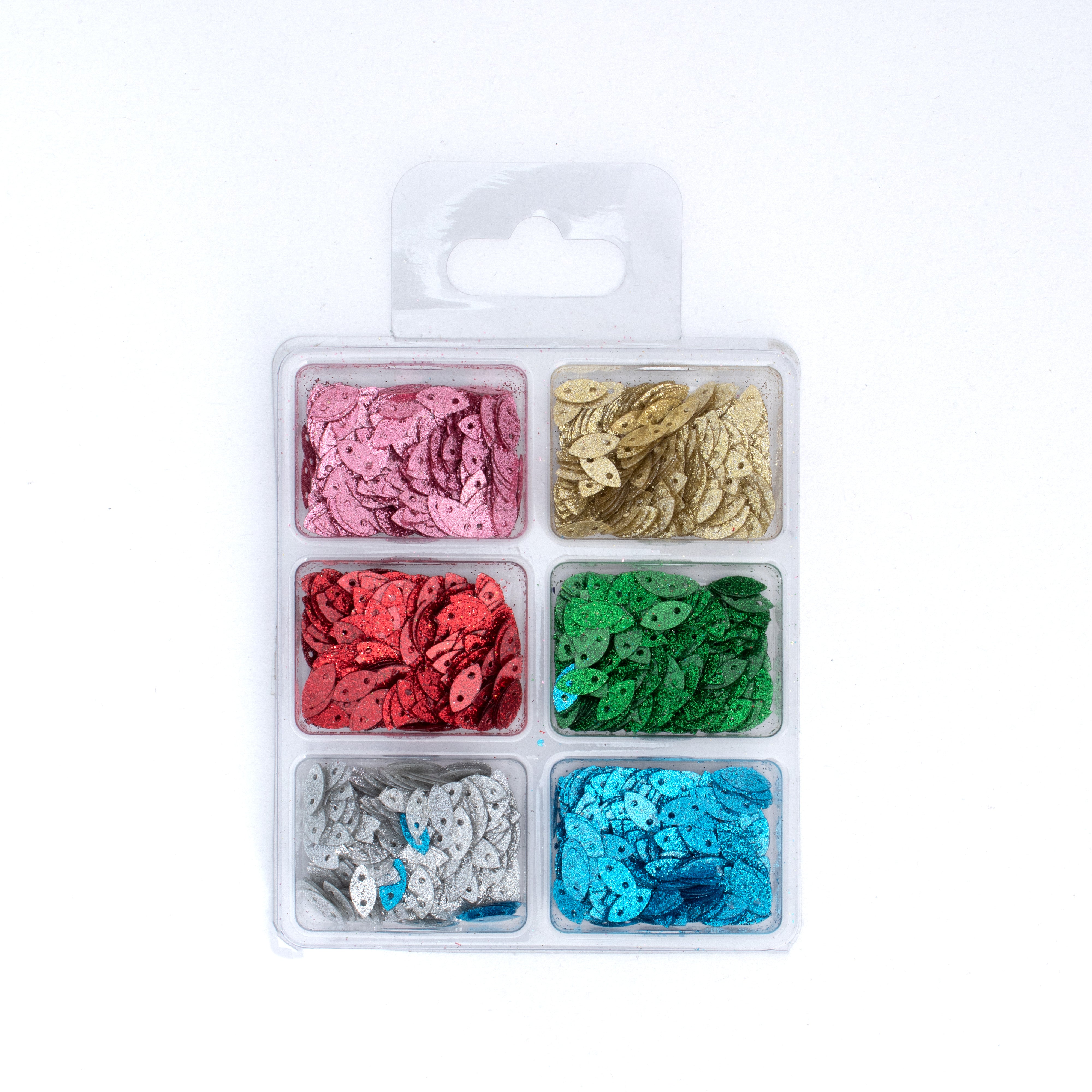 Leaf Sequins Festive Shimmer 5x10mm 6 Colours 6 Comp X 2gm Each Blister