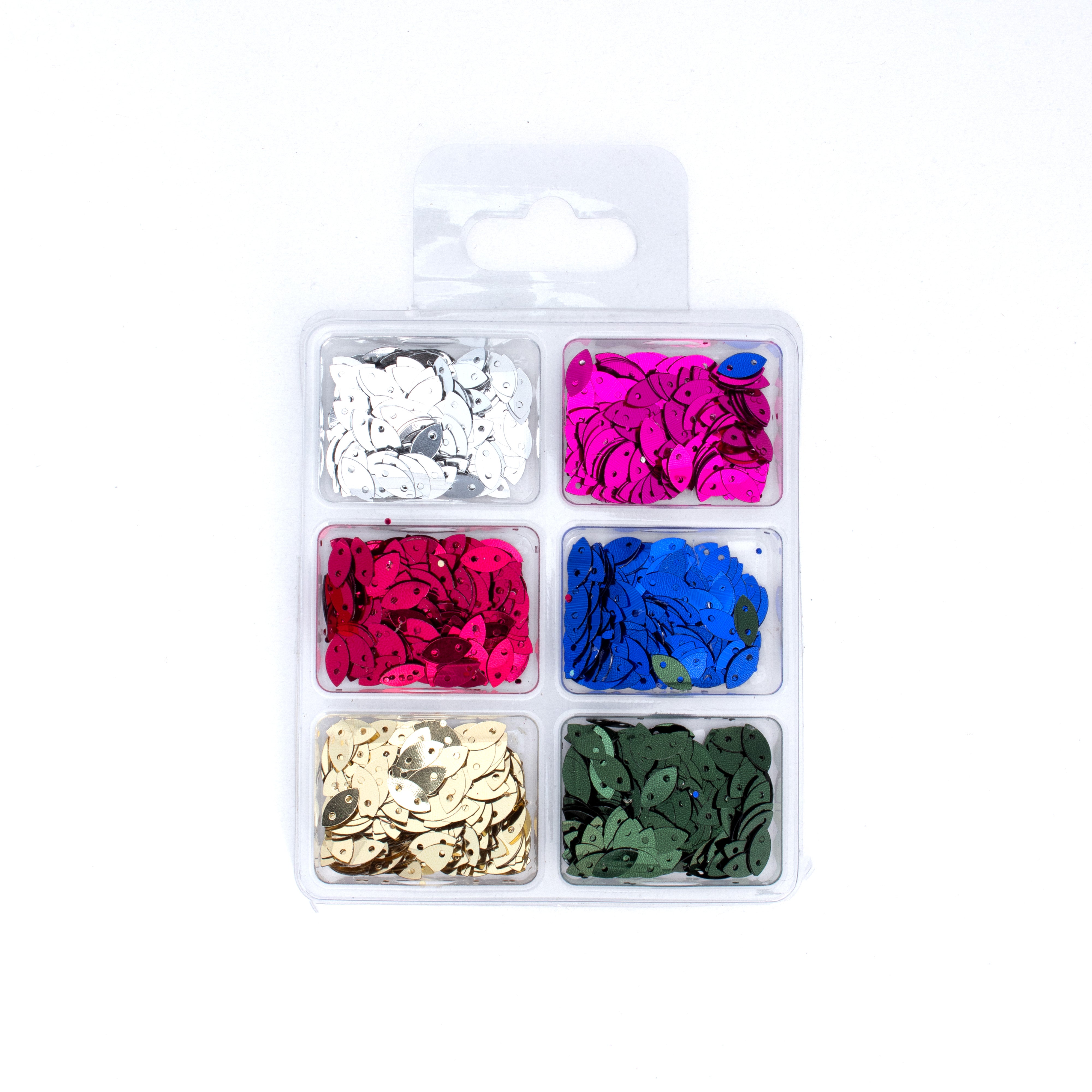 Leaf Sequins Jewel Berry 6 Colours 6 Comp X 2gm Each Blister