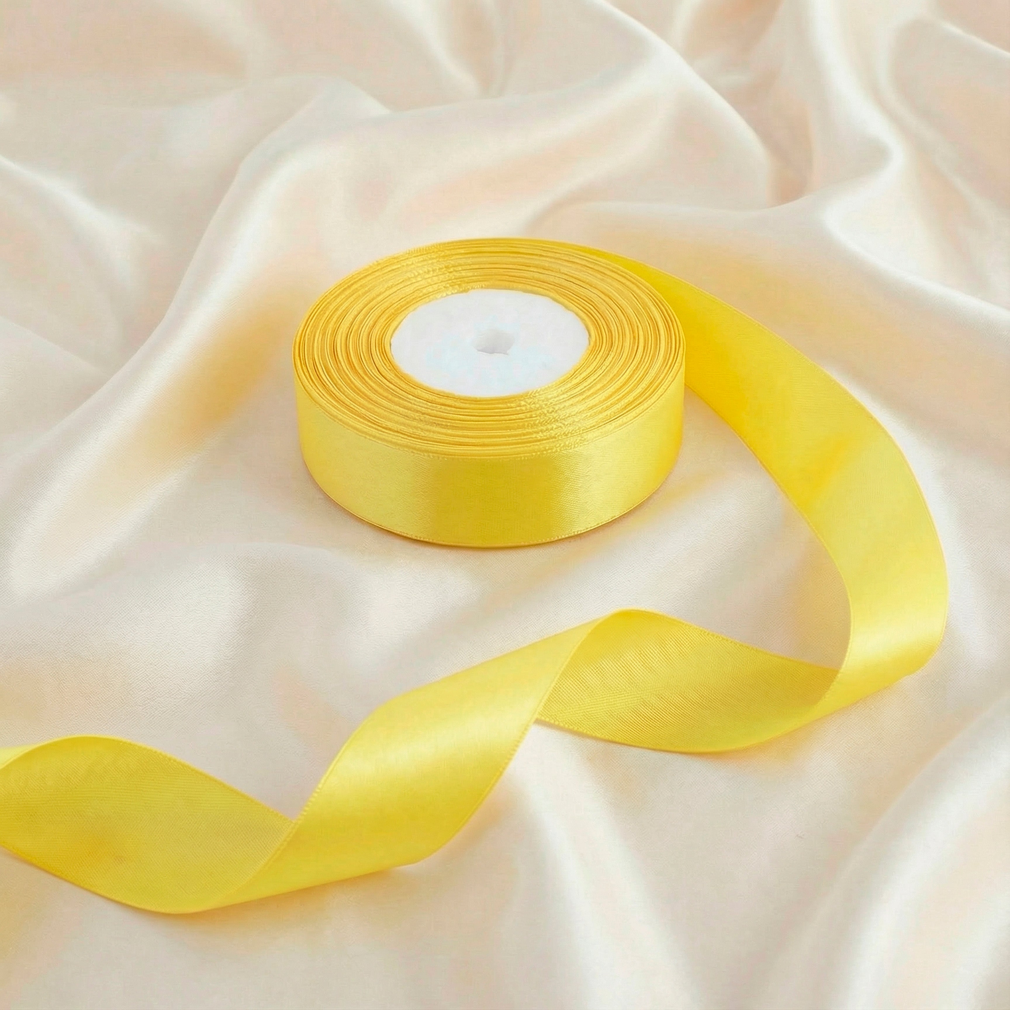 Satin Ribbon 25Mm 50Mtr Lemon