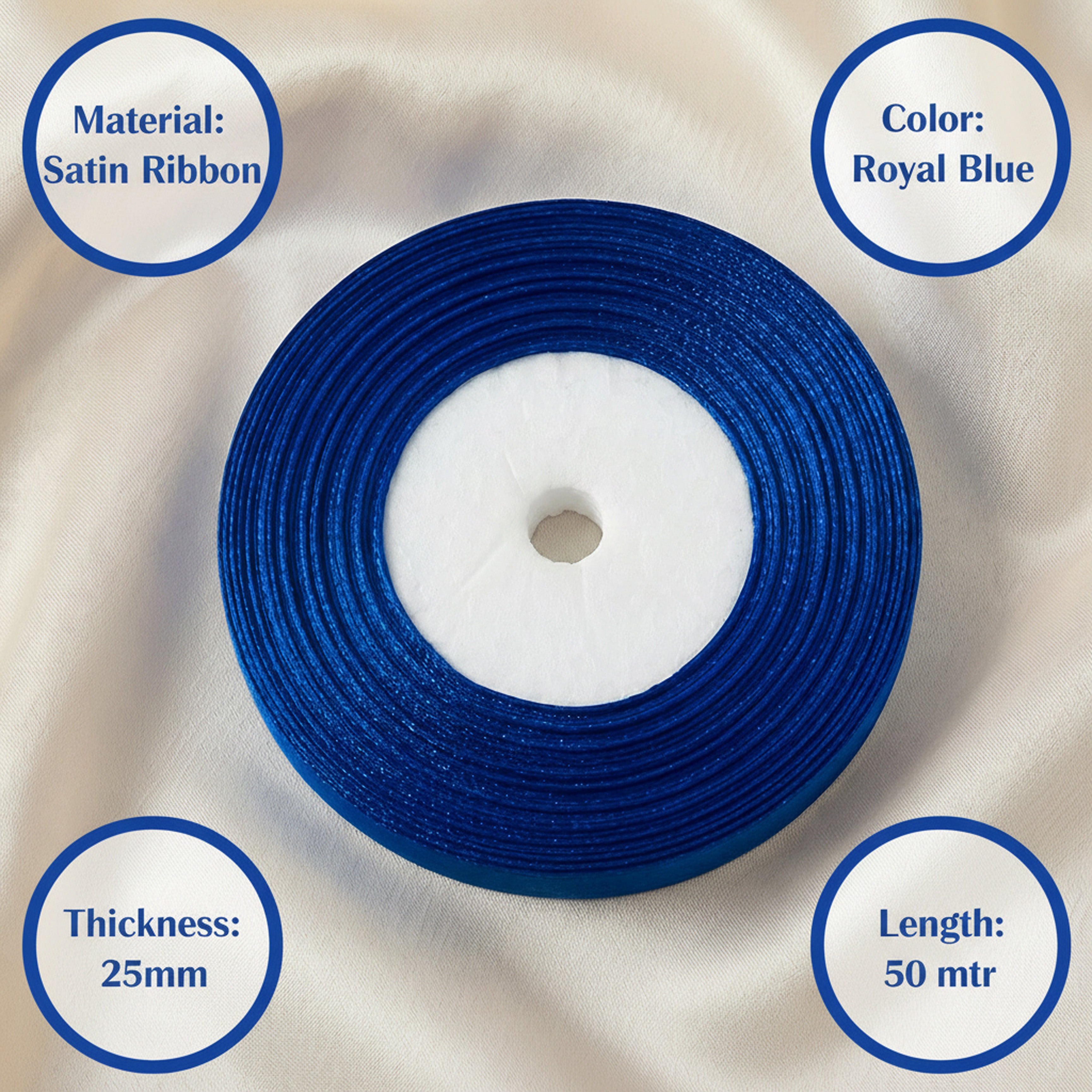 Satin Ribbon 25Mm 50Mtr Royal Blue