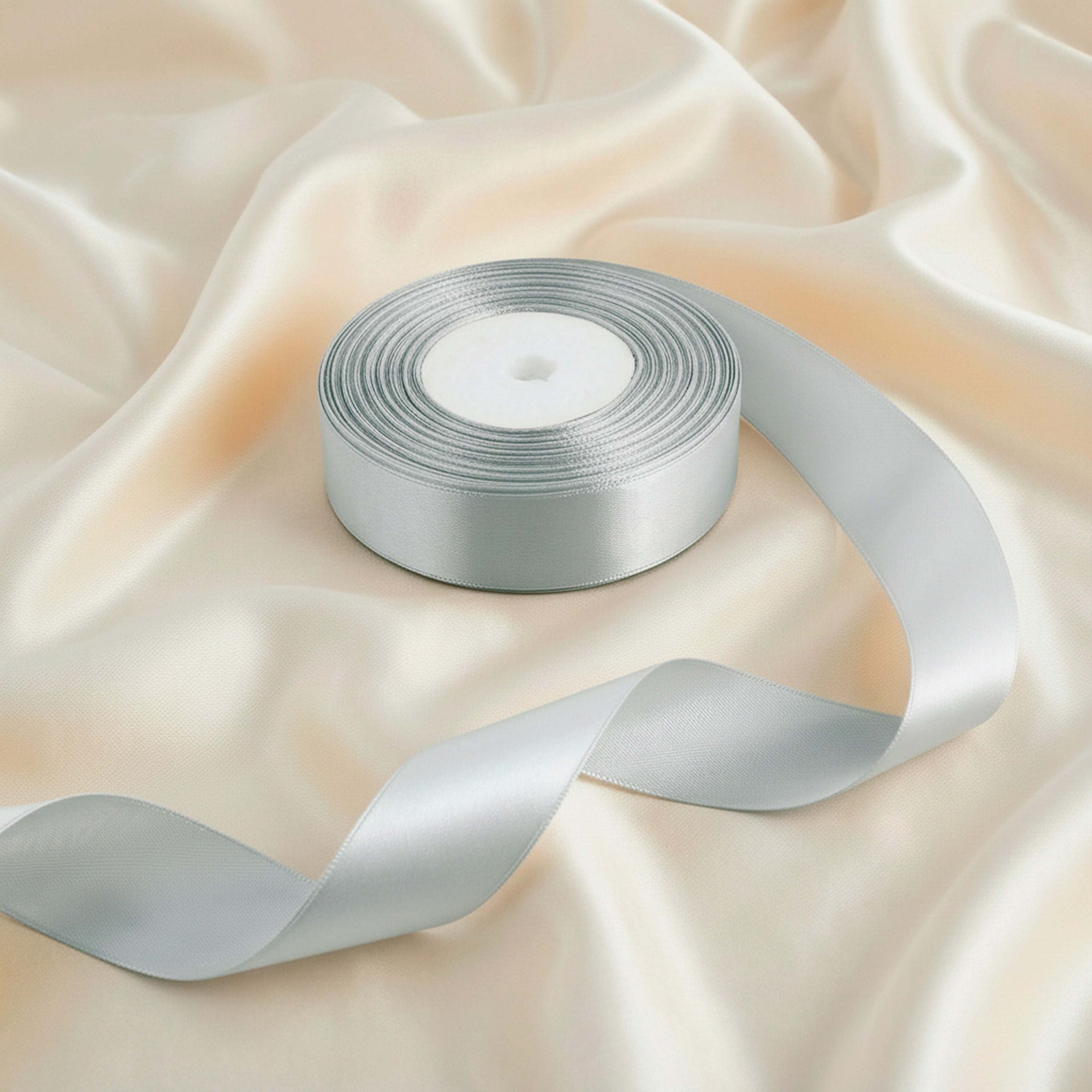 Satin Ribbon 25Mm 50Mtr Silver