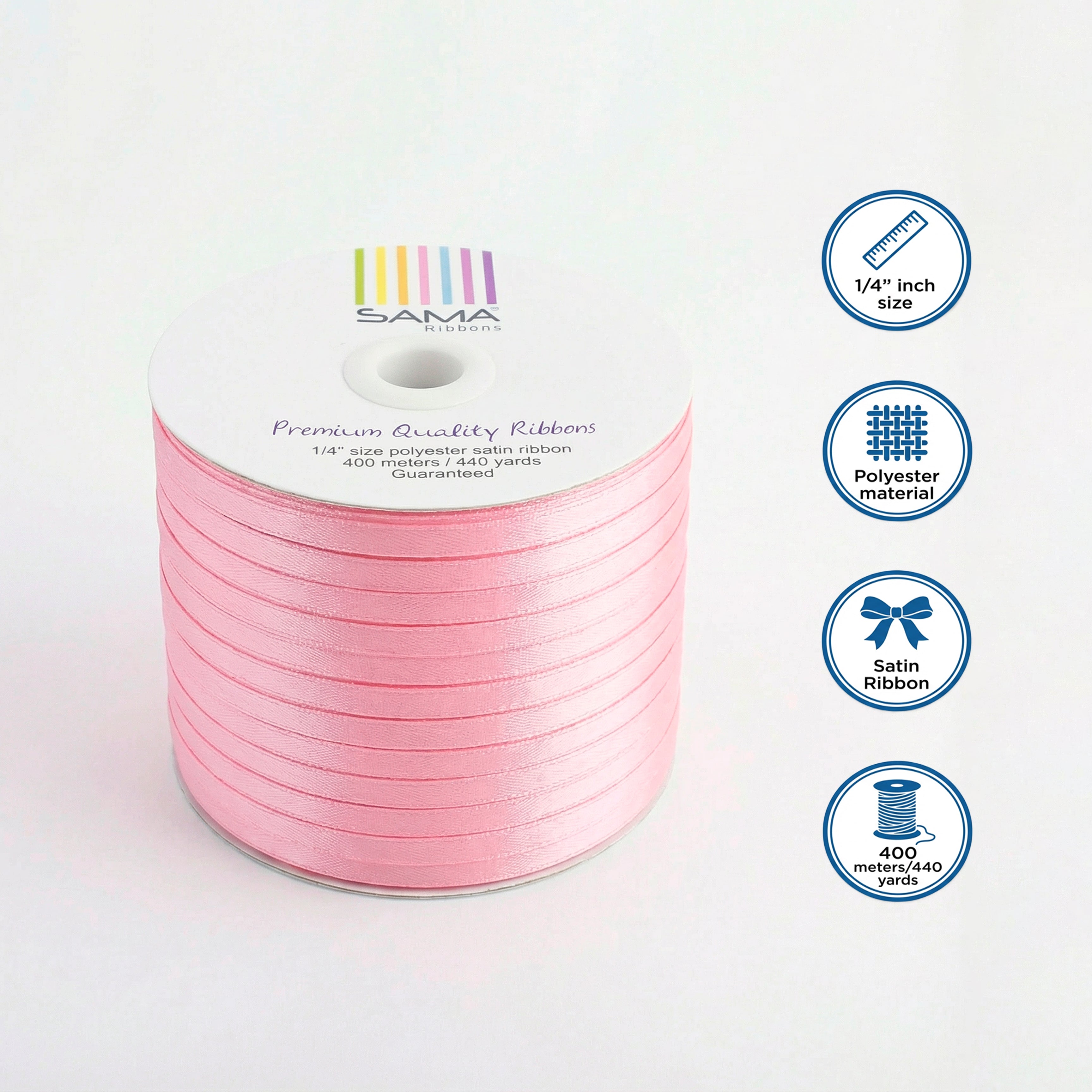 Satin Ribbon 6Mm 400Mtr Baby Pink