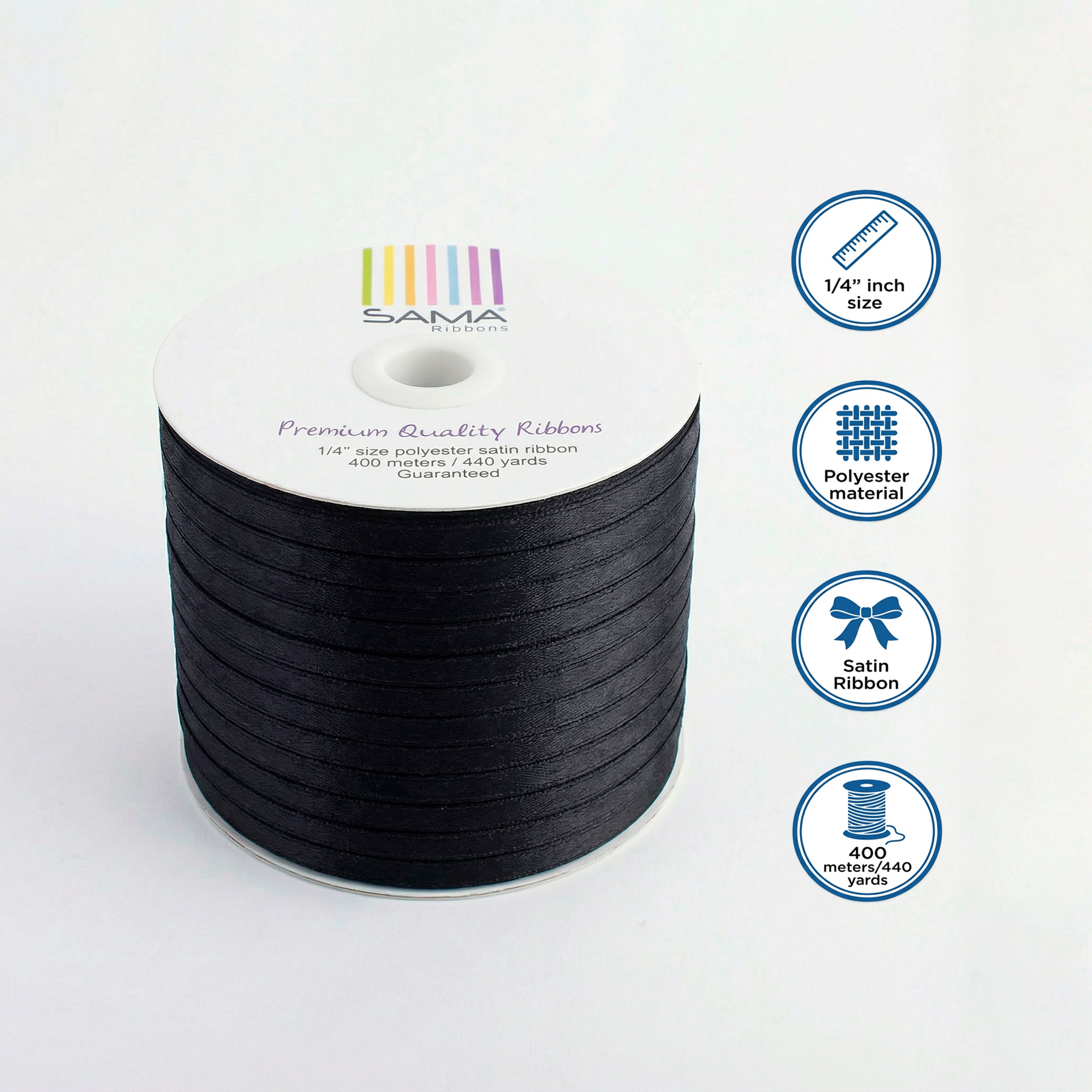Satin Ribbon 6Mm 400Mtr Black