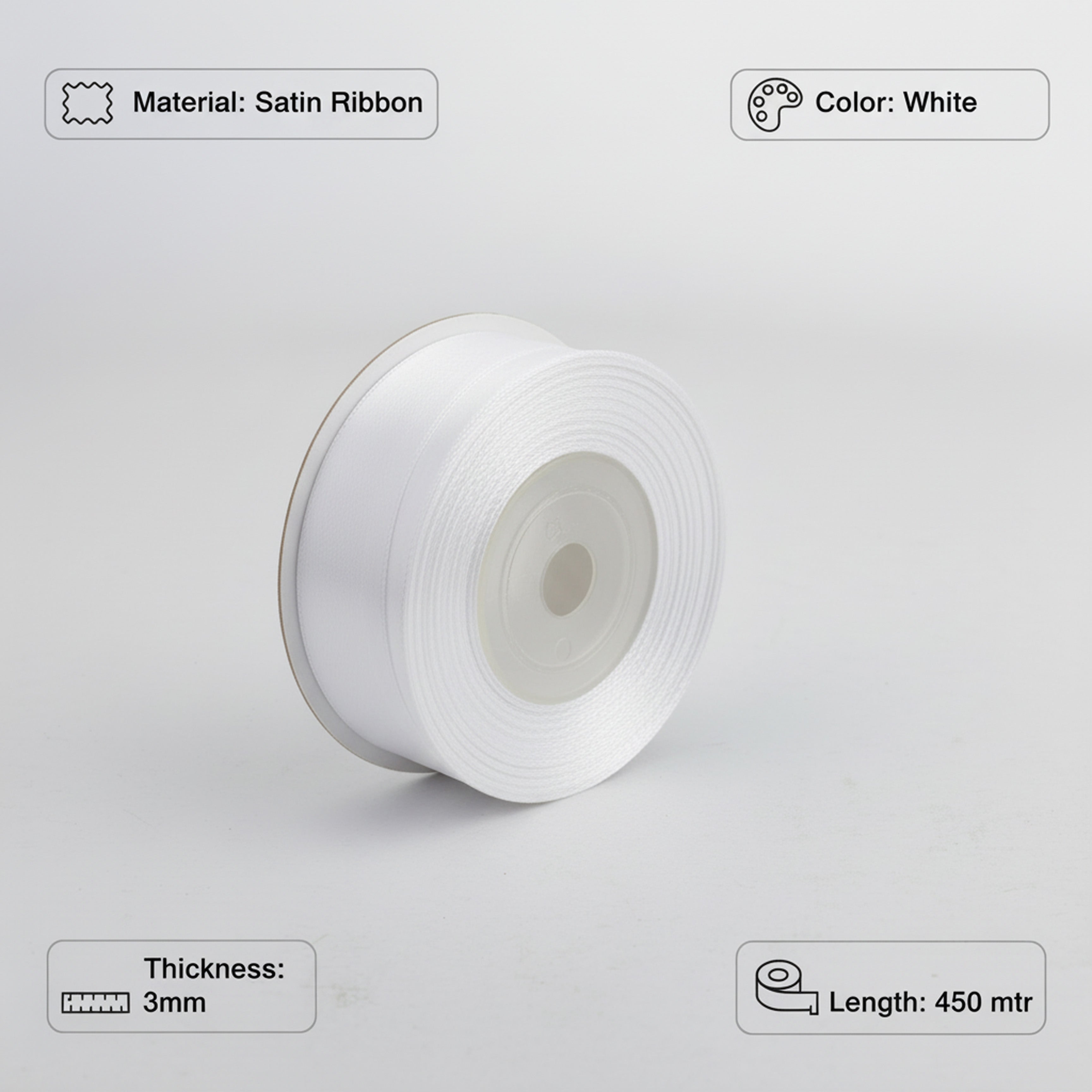 Satin Ribbon 3Mm 450Mtr White