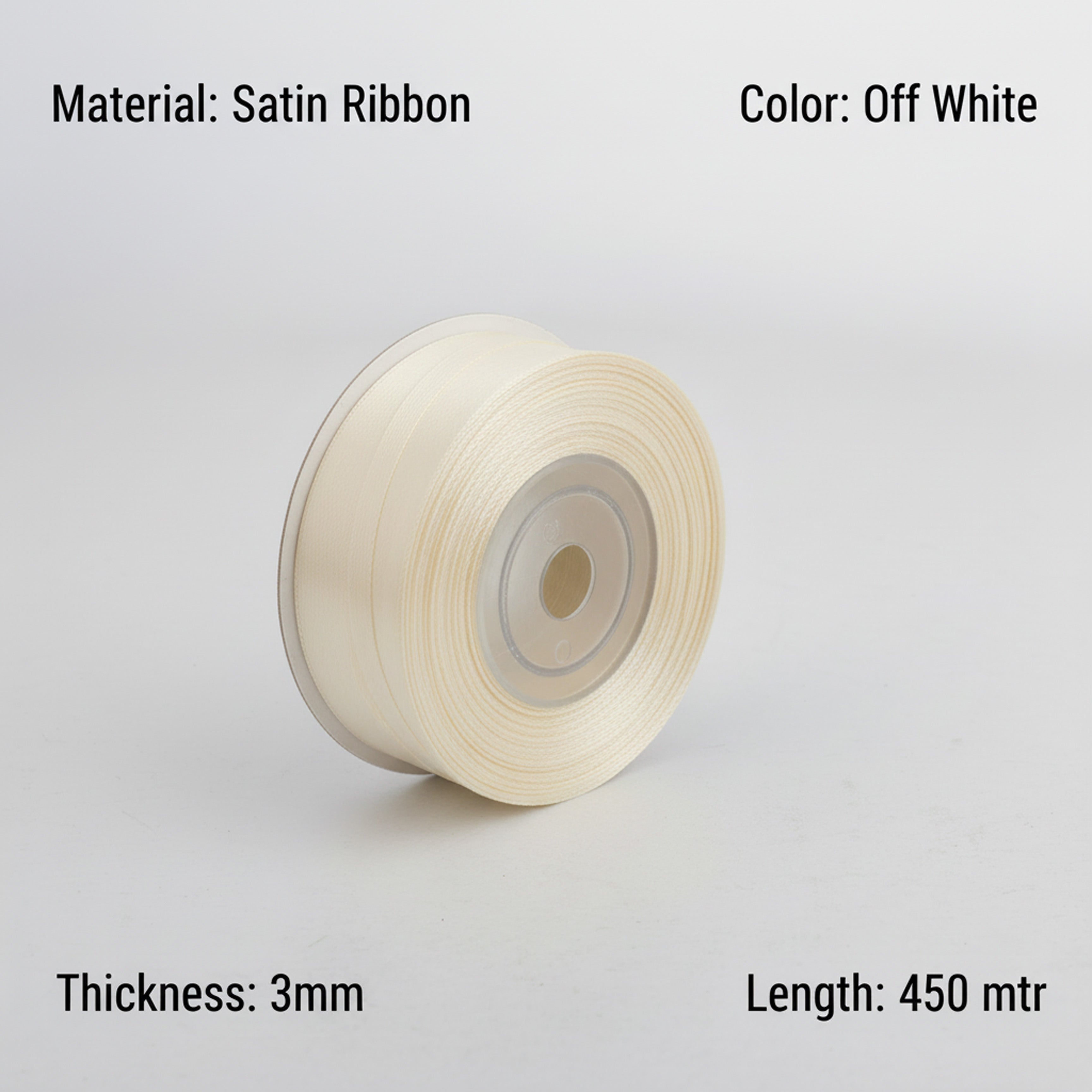 Satin Ribbon 3Mm 450Mtr Off White