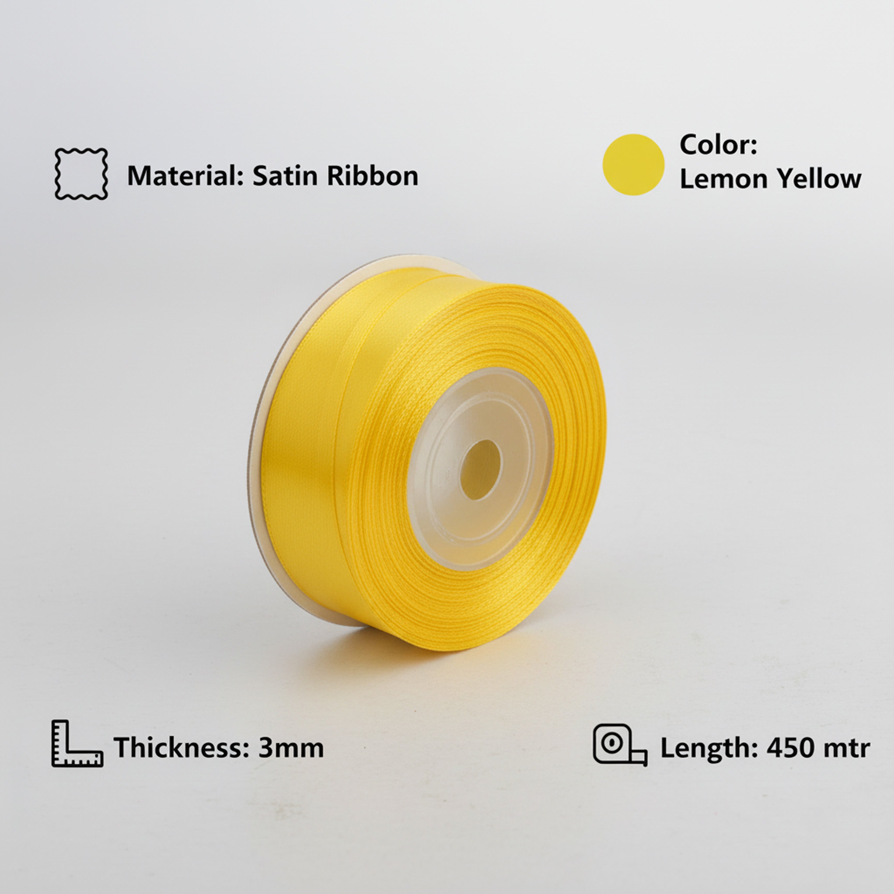 Satin Ribbon 3Mm 450Mtr Lemon