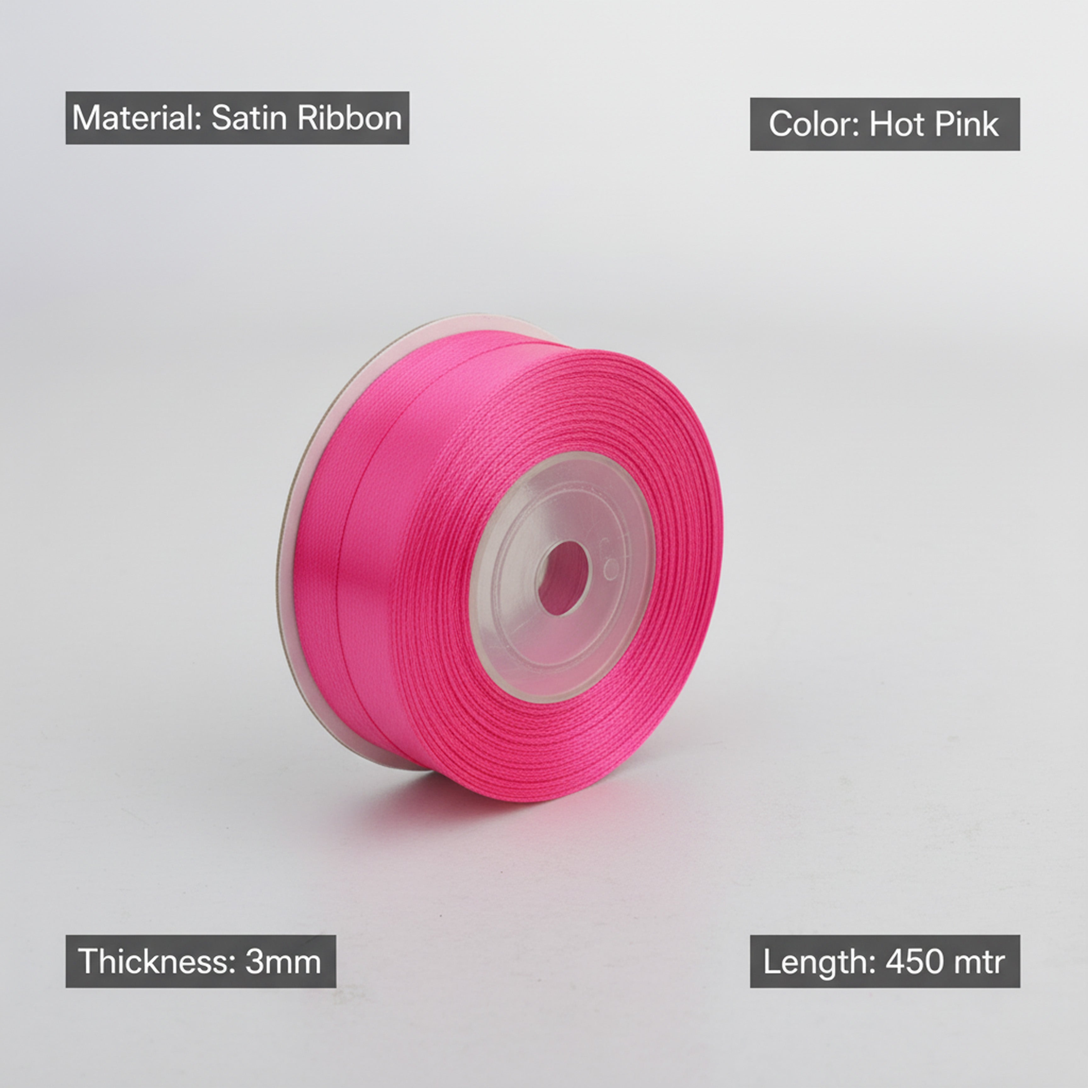 Satin Ribbon 3Mm 450Mtr Hot Pink