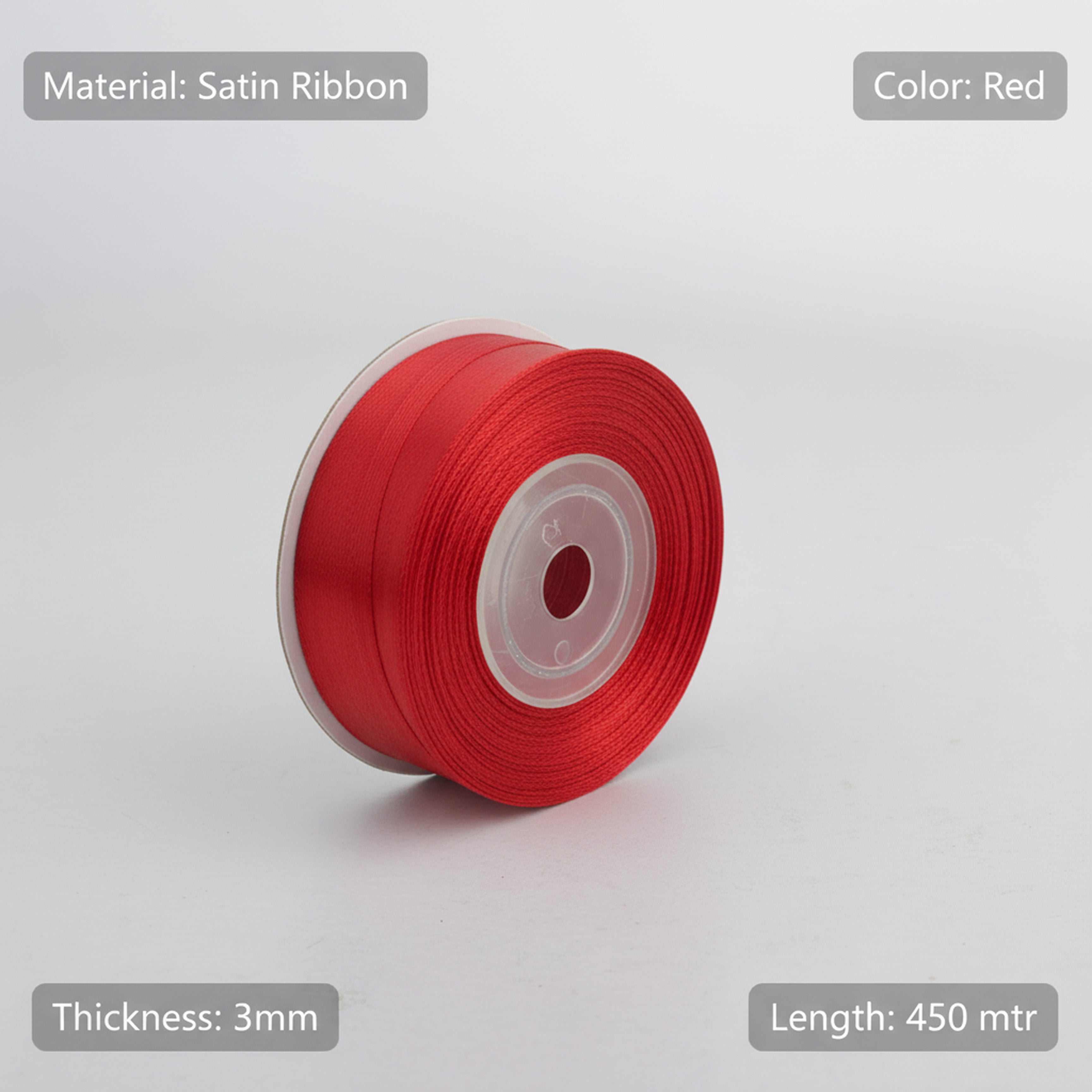 Satin Ribbon 3Mm 450Mtr Red