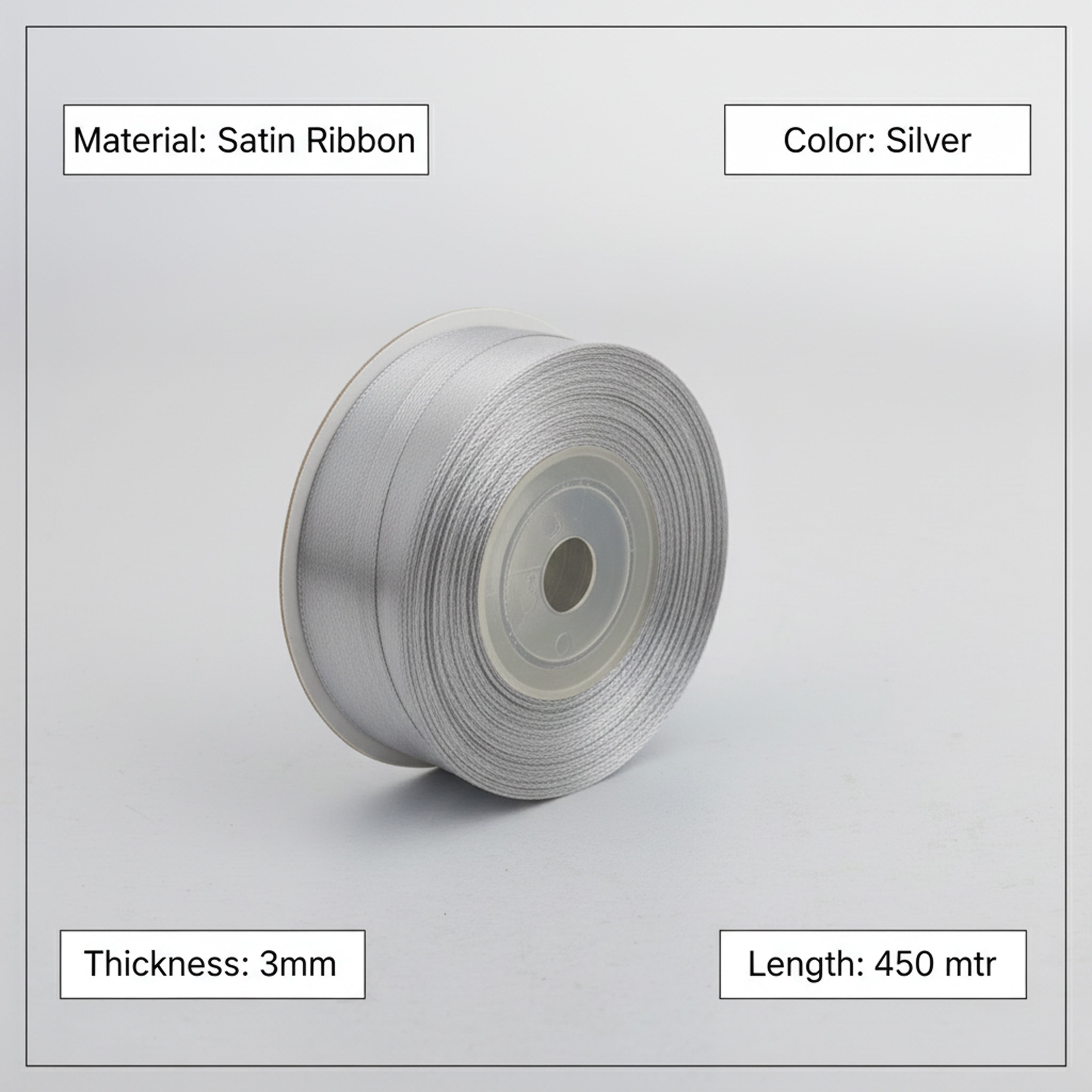 Satin Ribbon 3Mm 450Mtr Silver