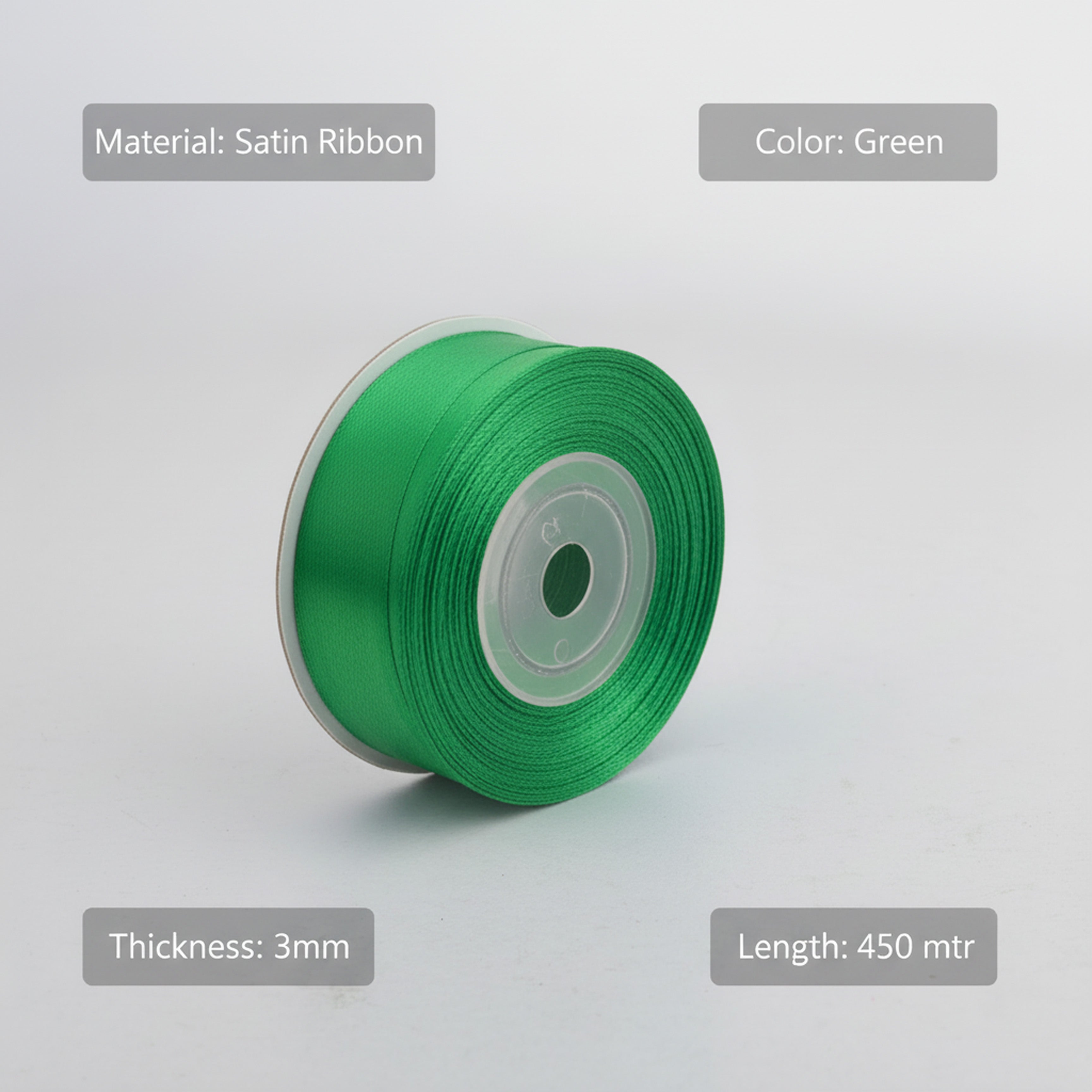 Satin Ribbon 3Mm 450Mtr Green