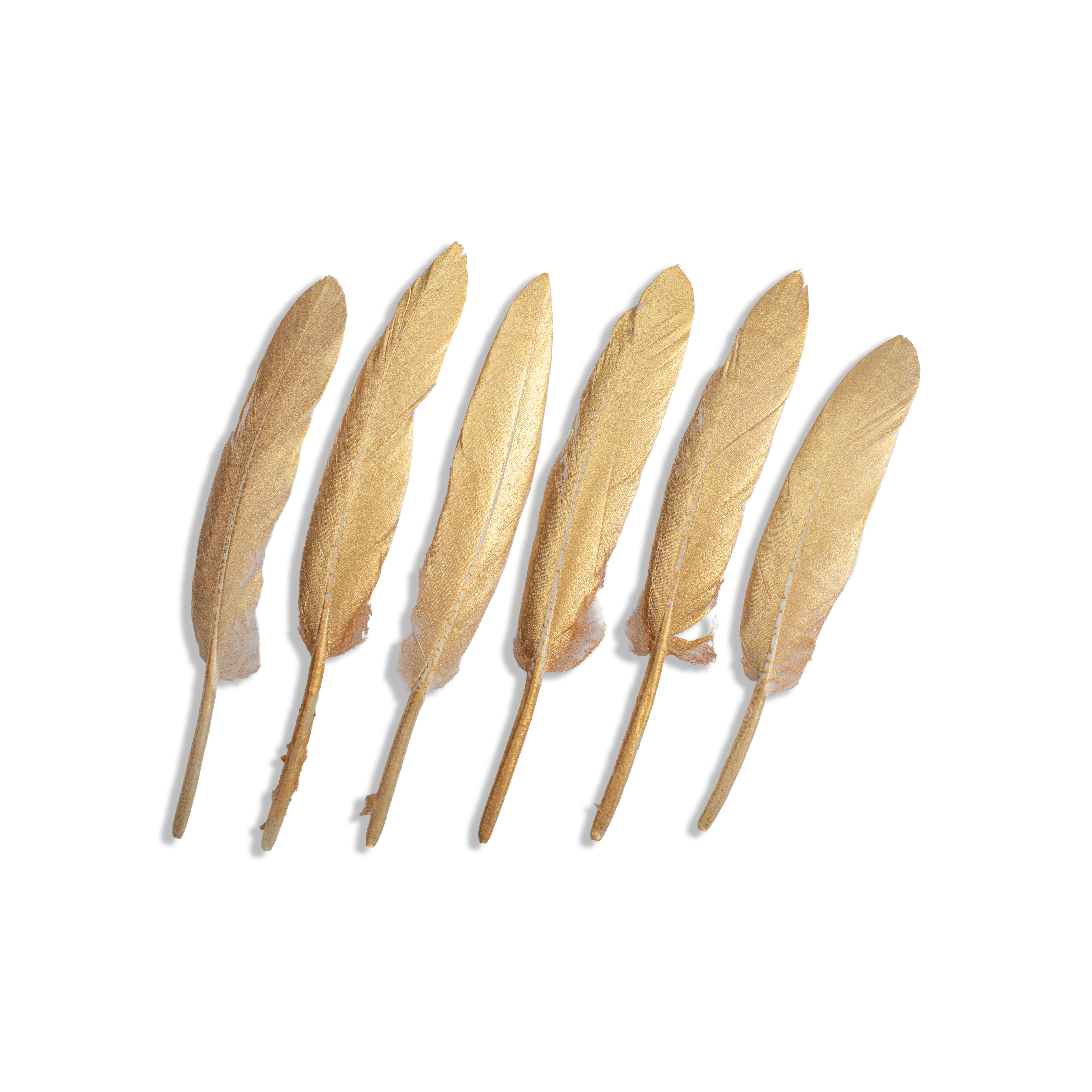 Goose Feathers Gold 10 to 15cm 6pc