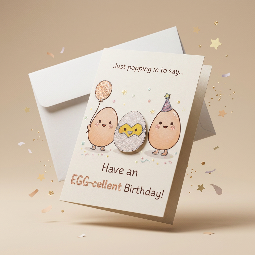 Greeting Card & Envelope Egg-cellent Birthday 4 X 6inch 2pc
