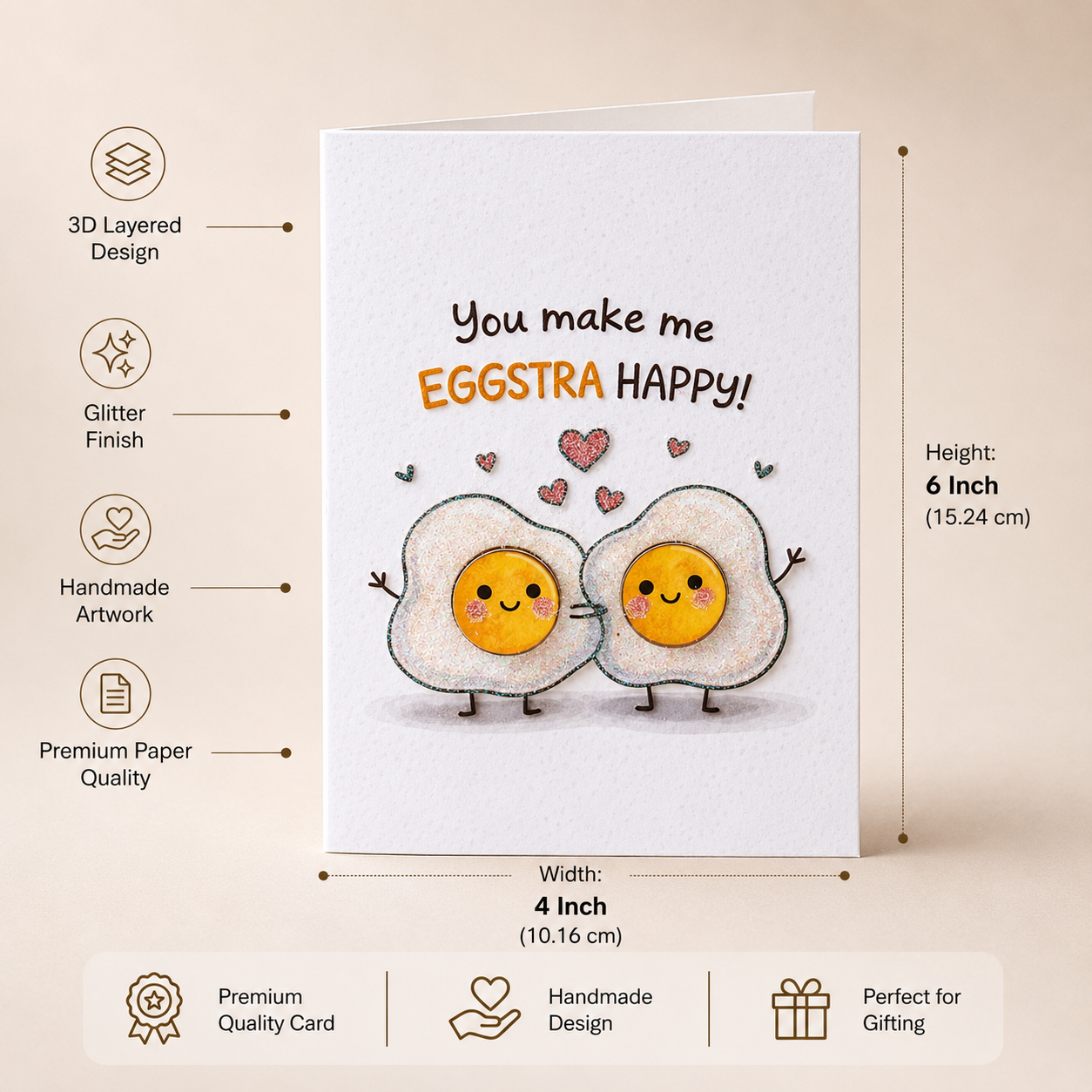 Greeting Card & Envelope Eggstra Happy 4 X 6inch 2pc