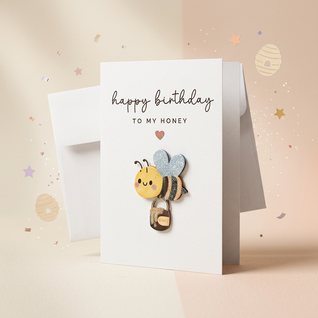 Greeting Card & Envelope Birthday Honey 4 X 6inch 2pc