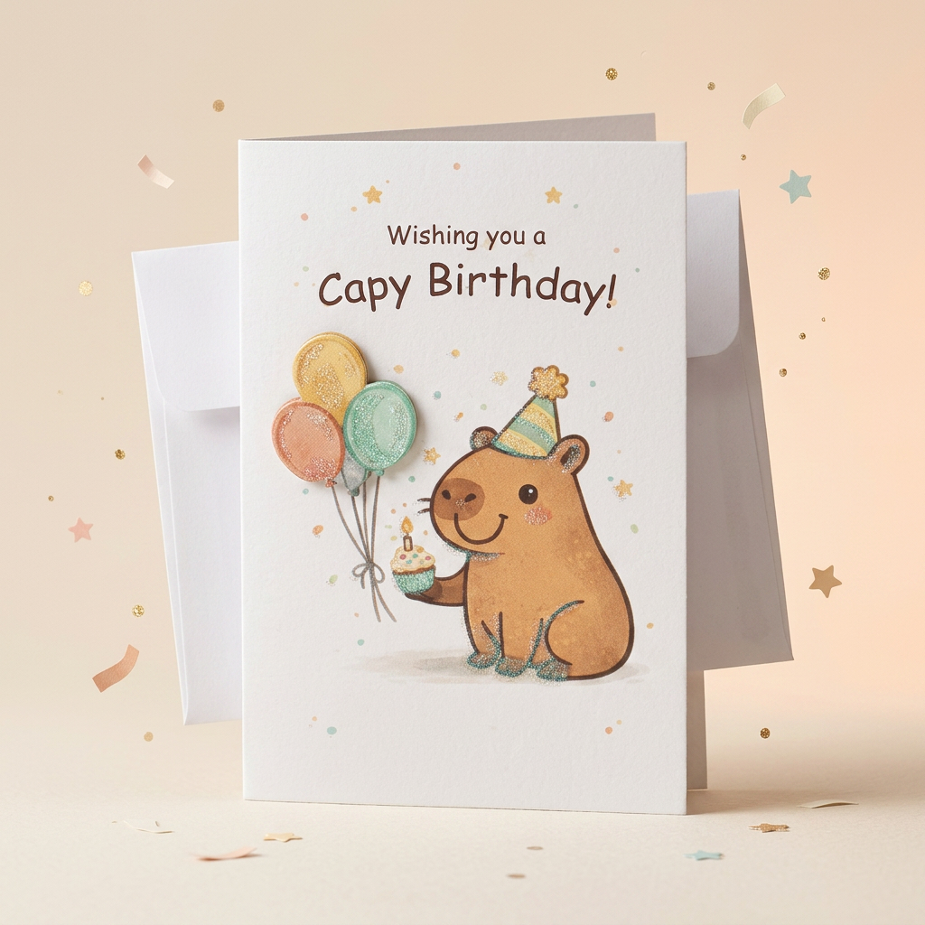 Greeting Card & Envelope Capy Birthday 4 X 6inch 2pc