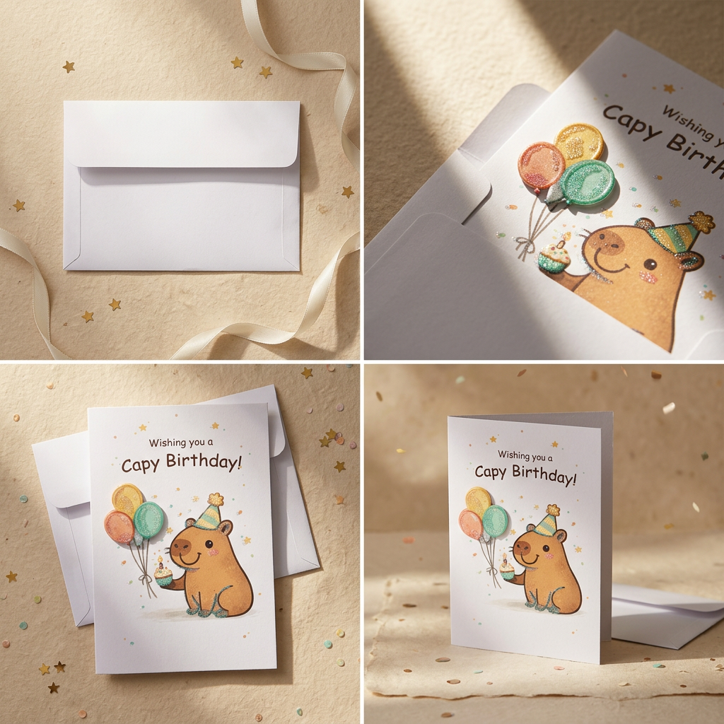 Greeting Card & Envelope Capy Birthday 4 X 6inch 2pc