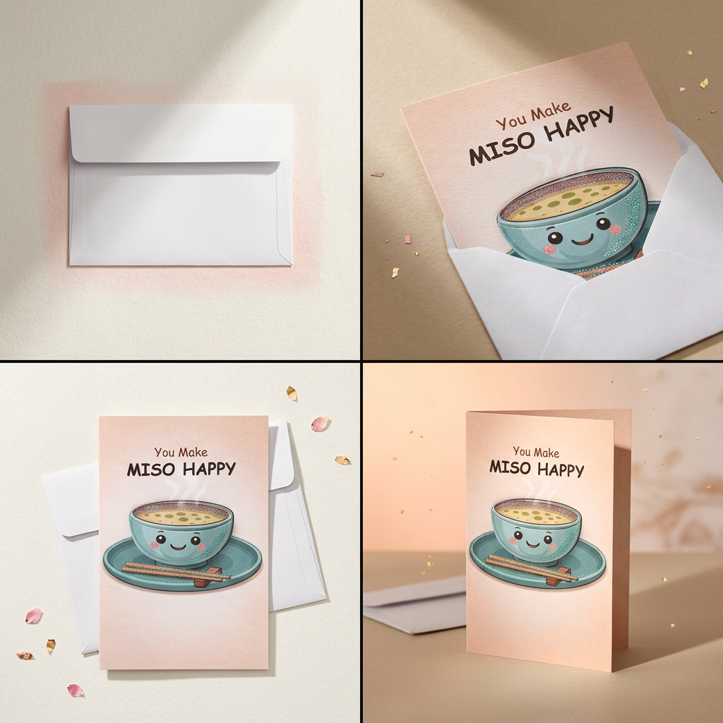 Greeting Card & Envelope Miso Happy 4 X 6inch 2pc