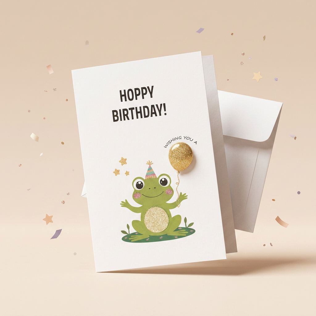 Greeting Card & Envelope Hoppy Birthday 4 X 6inch 2pc